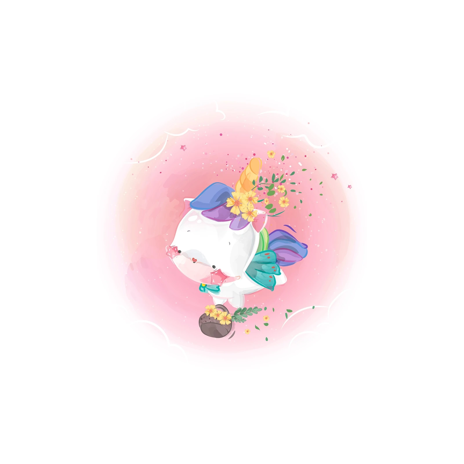 Enchanting Unicorn with Flowers Wall Art