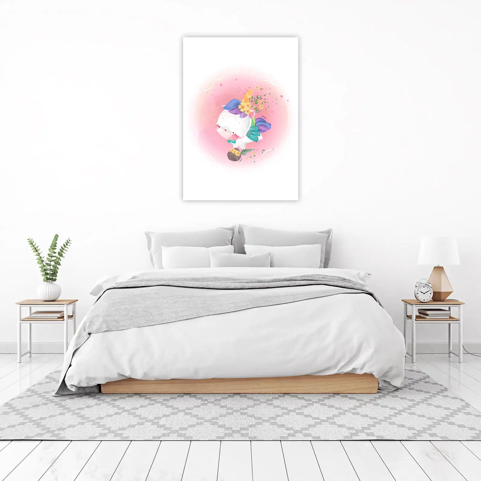 Enchanting Unicorn with Flowers Wall Art