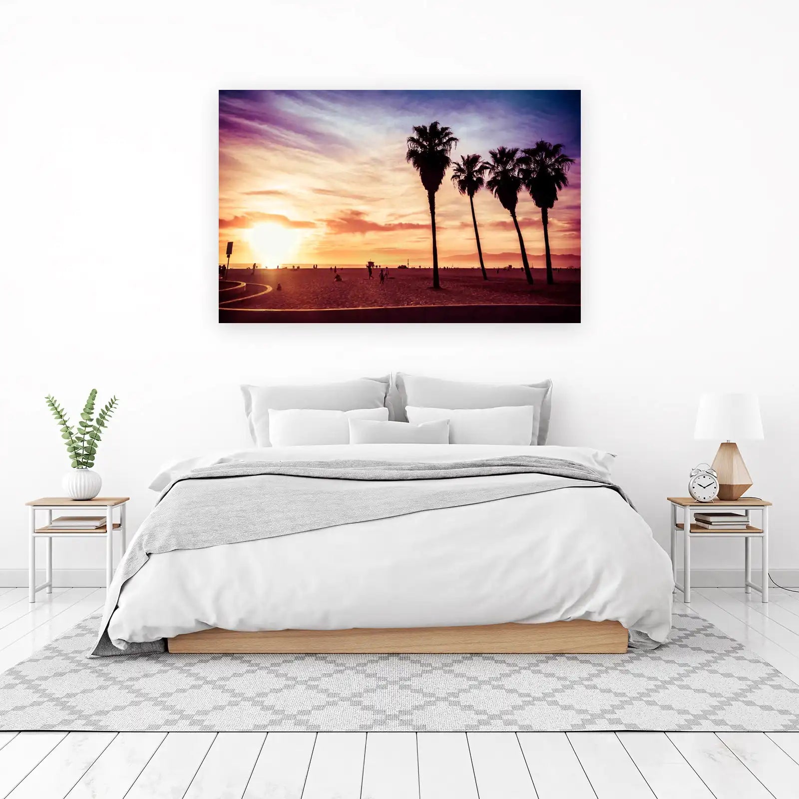 Vibrant Sunset Palm Trees Wall Art