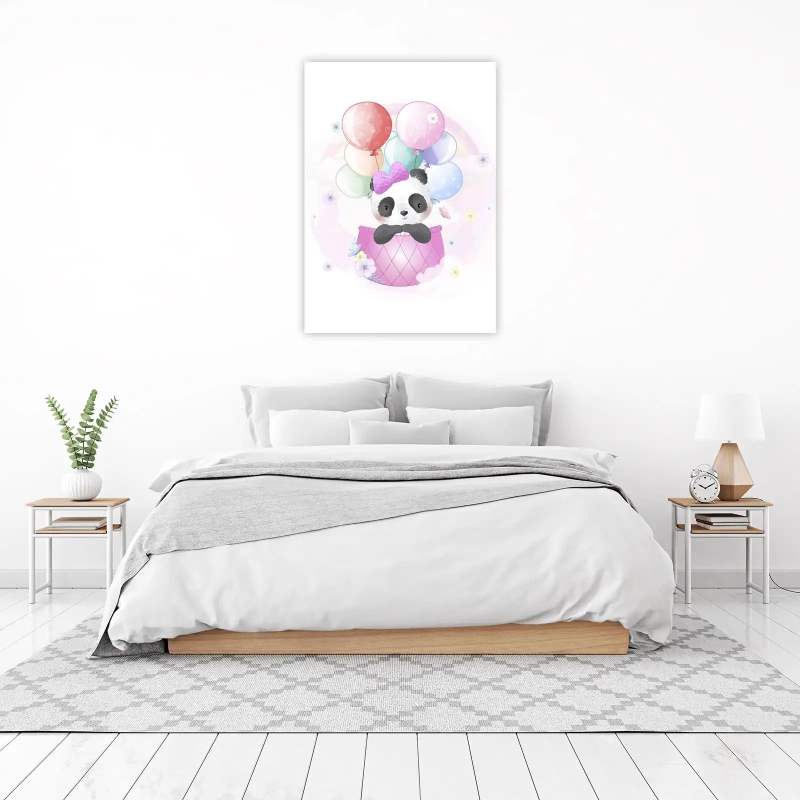 Adorable Panda Balloon Adventure Wall Art