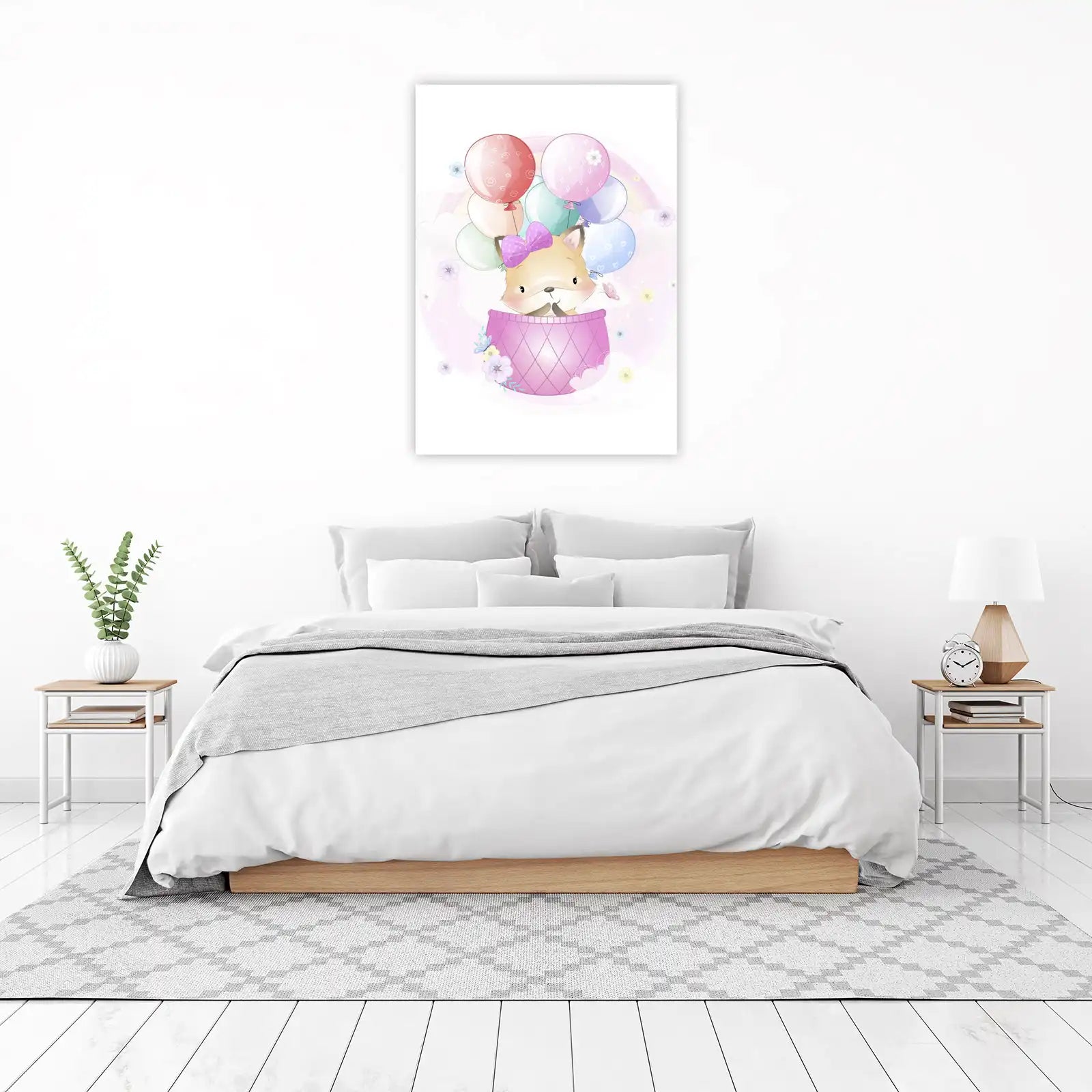Adorable Fox Balloon Adventure Wall Art