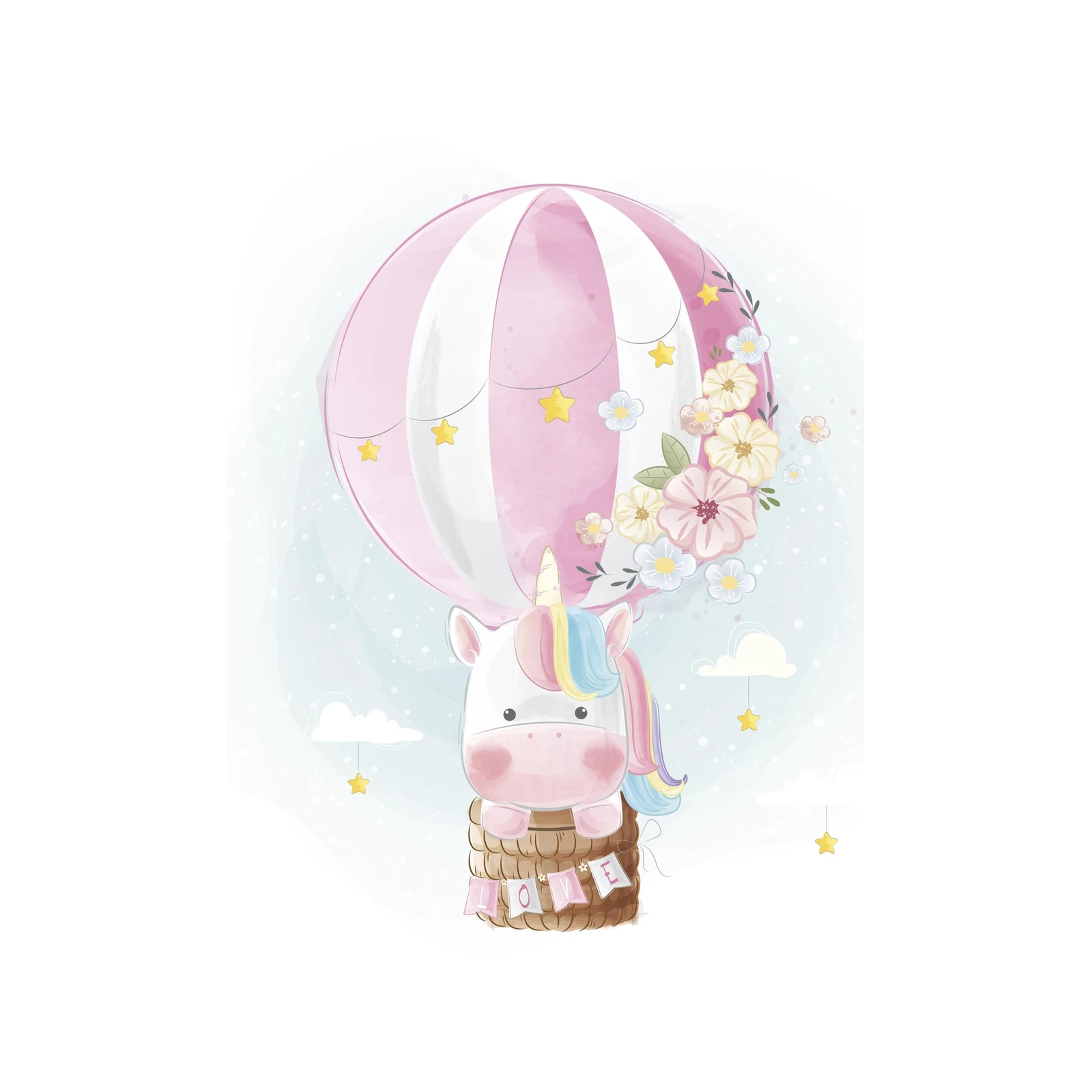 Magical Unicorn Hot Air Balloon Wall Art