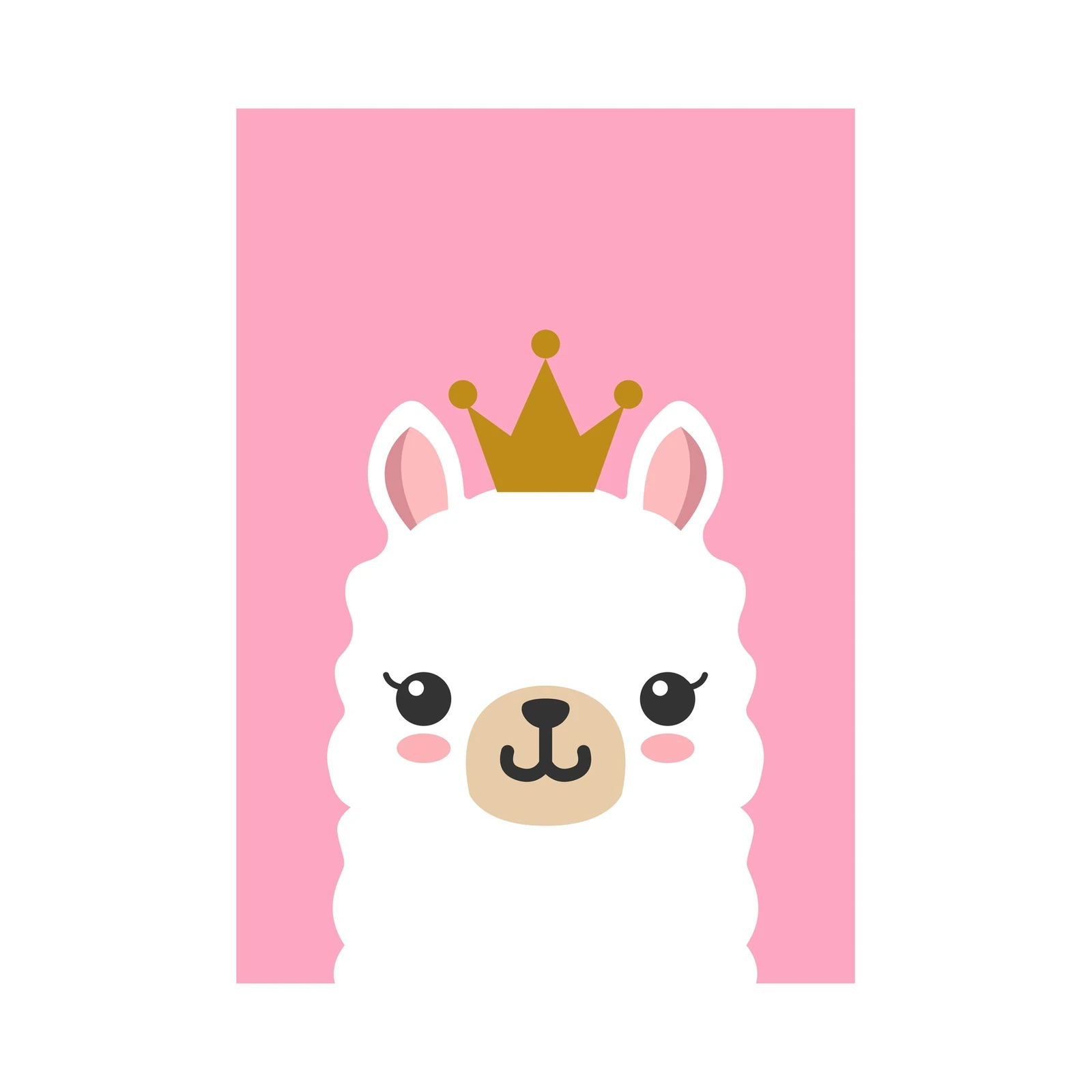 Cute Princess Llama Crown Wall Art