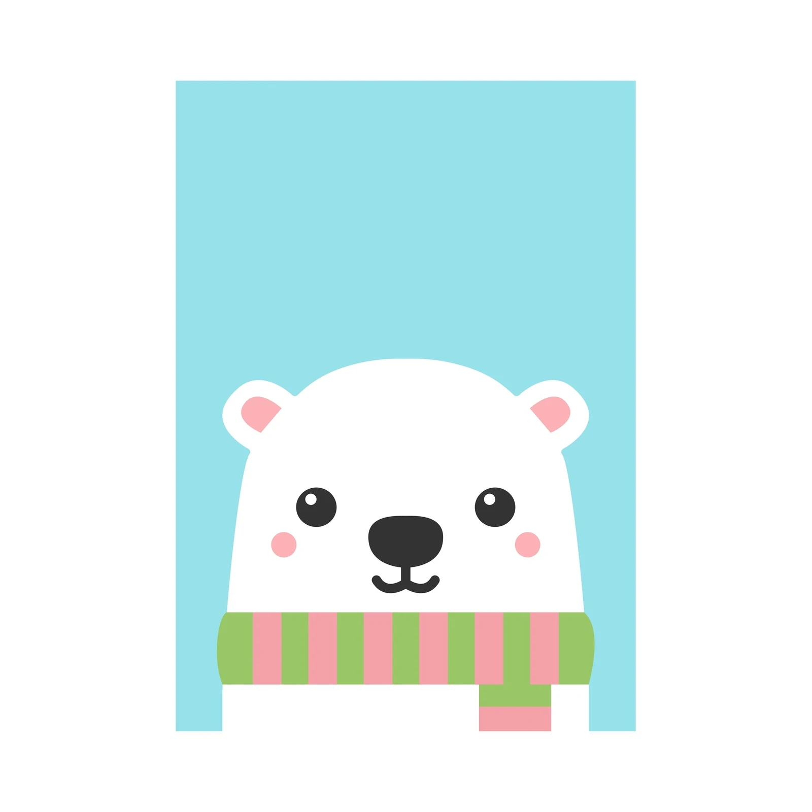Adorable Polar Bear Winter Scarf Wall Art