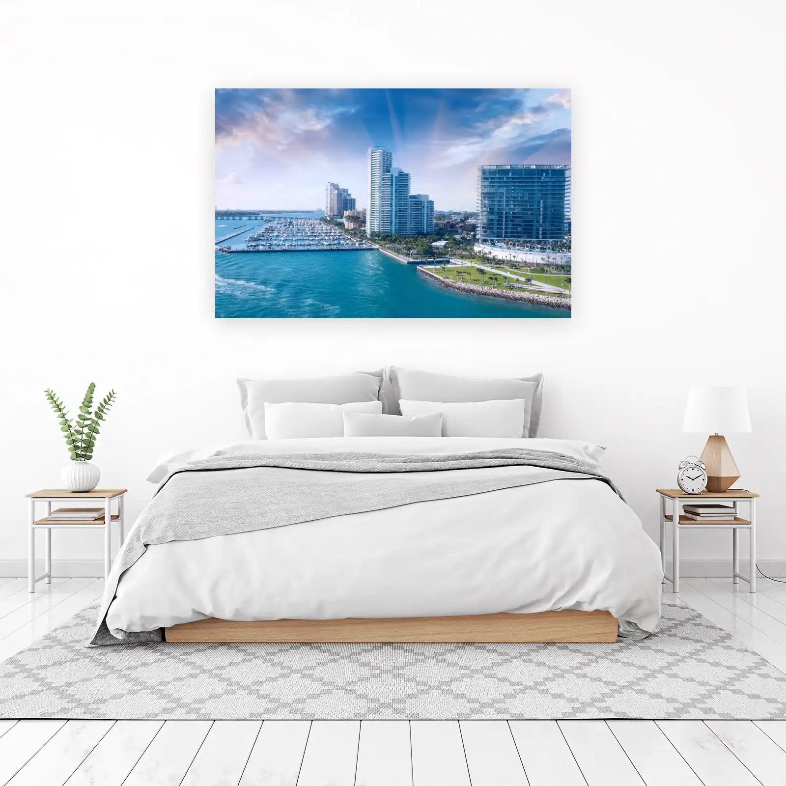 Coastal Cityscape with Yachts Wall Art