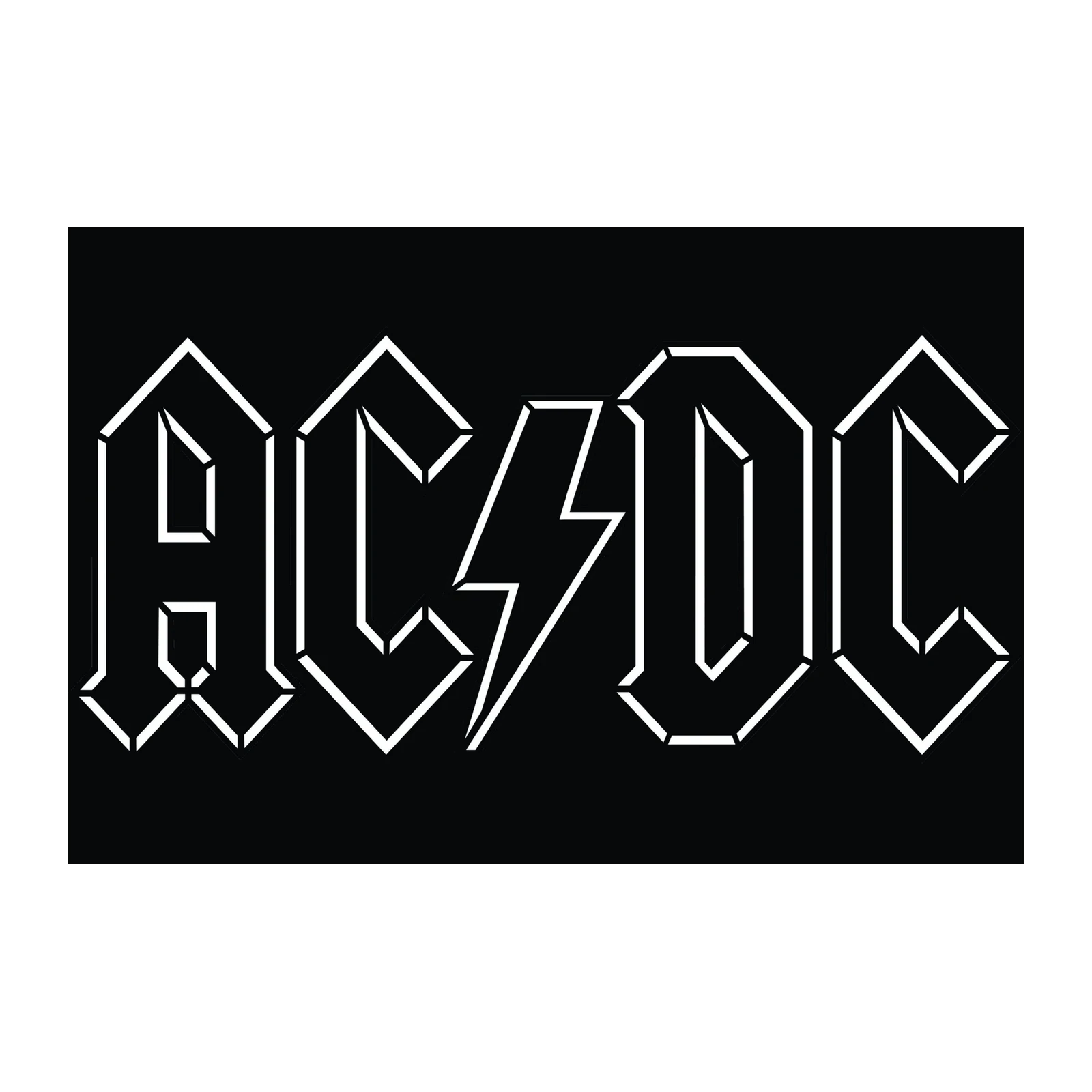 AC/DC Iconic Logo White on Black Wall Art