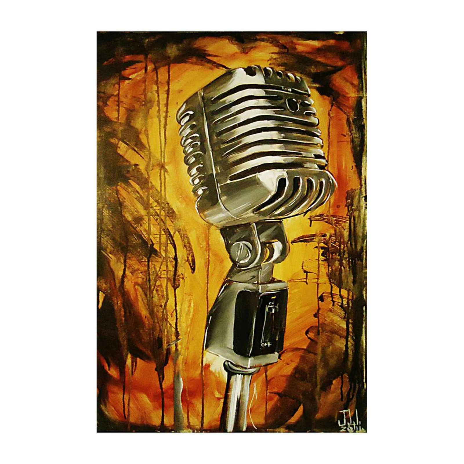 Vintage Microphone Rock Art Wall Art
