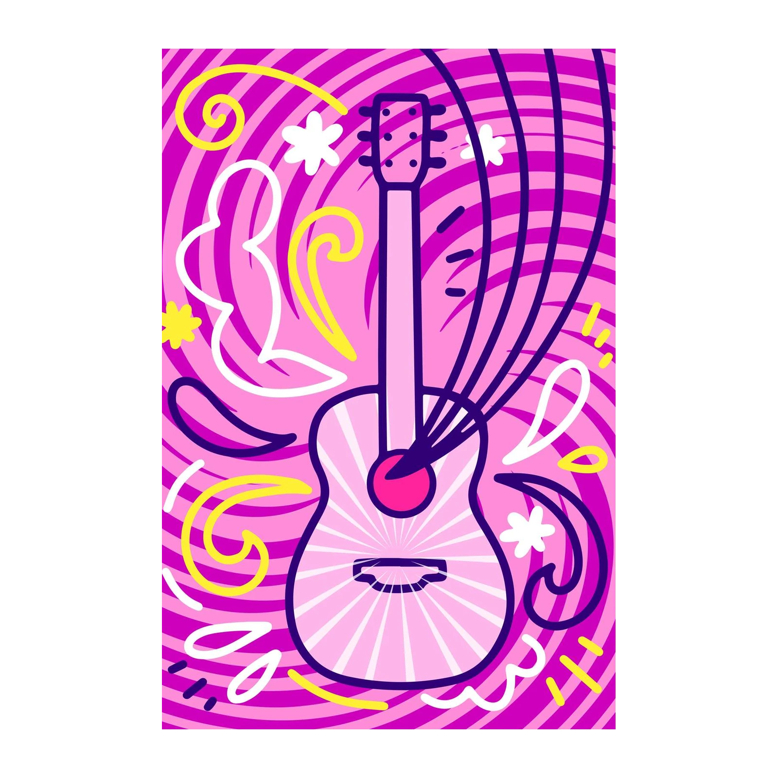 Vibrant Acoustic Guitar Pop Art Wall Art