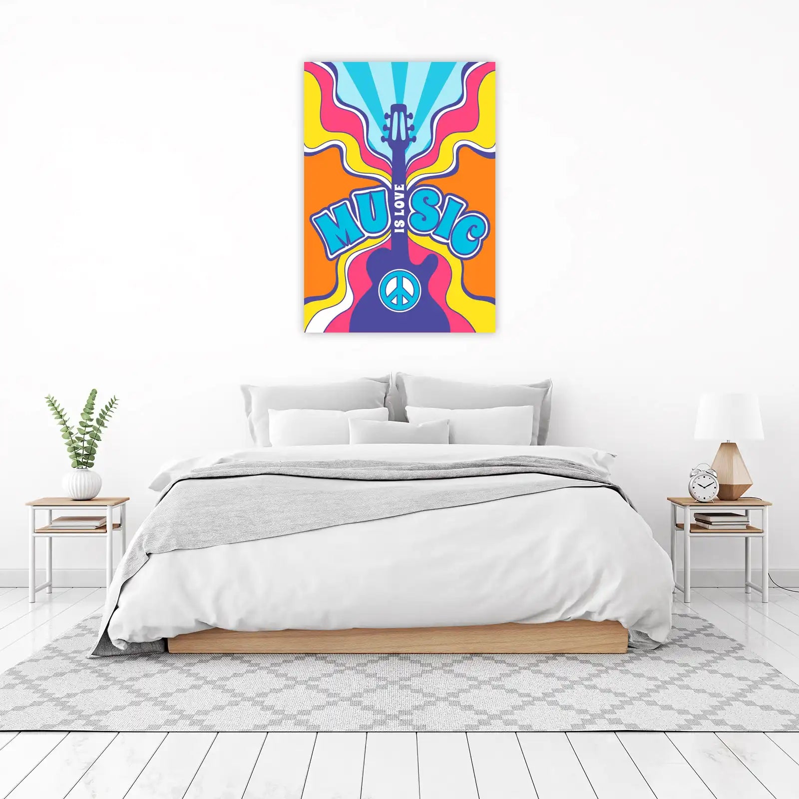 Psychedelic Guitar "Music is Love" Wall Art