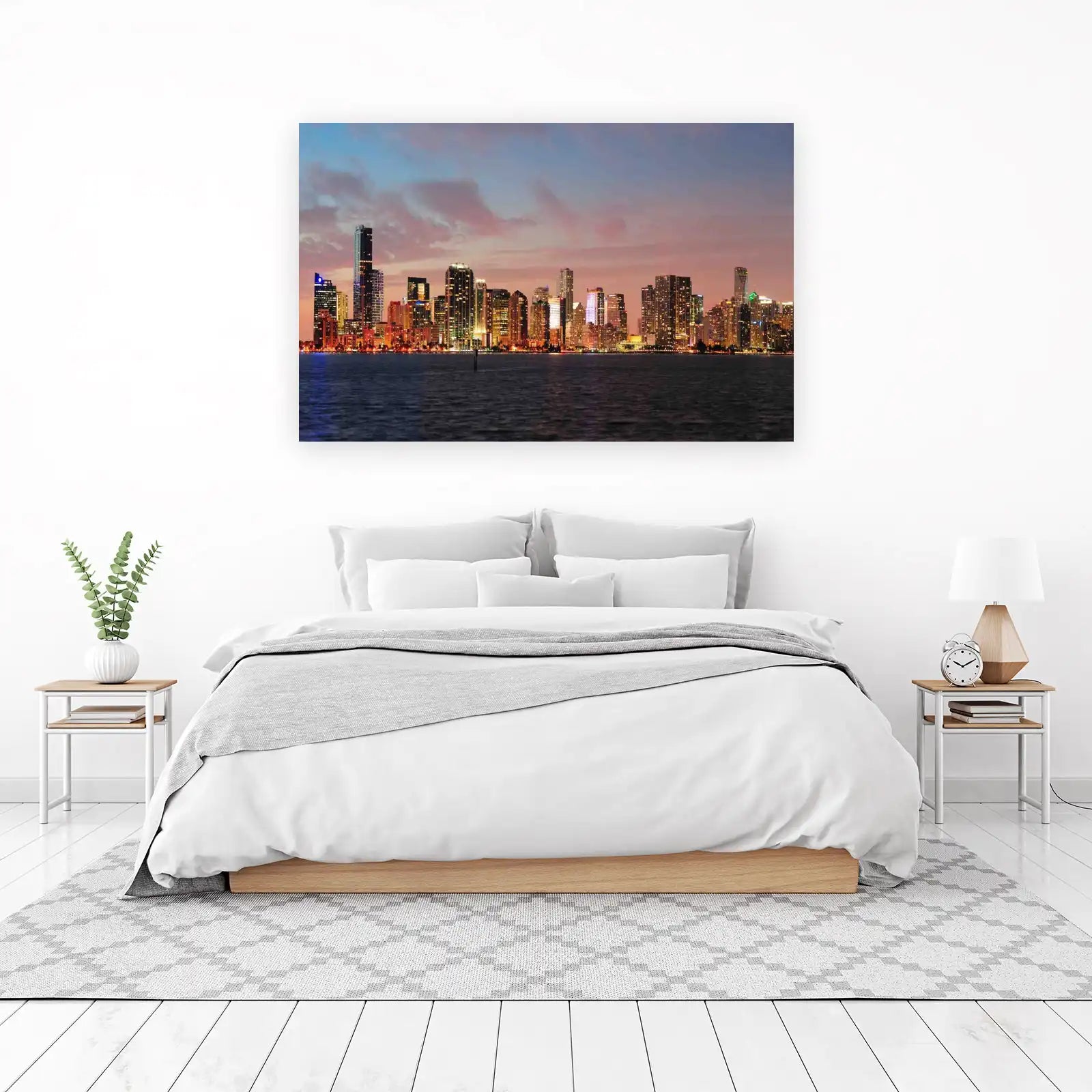 Modern City Skyline at Dusk Wall Art