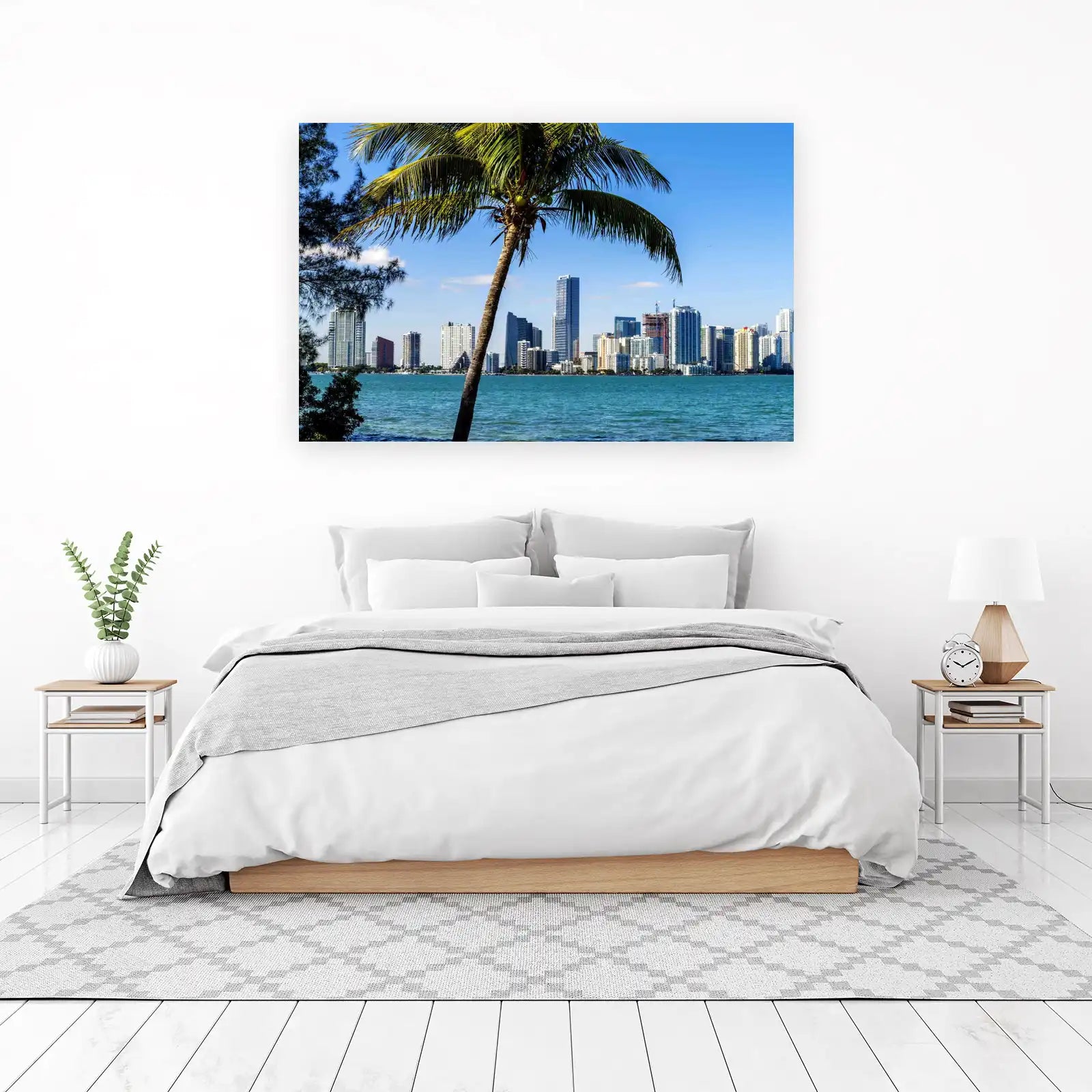 Miami Skyline Palm Tree Wall Art - Coastal Art