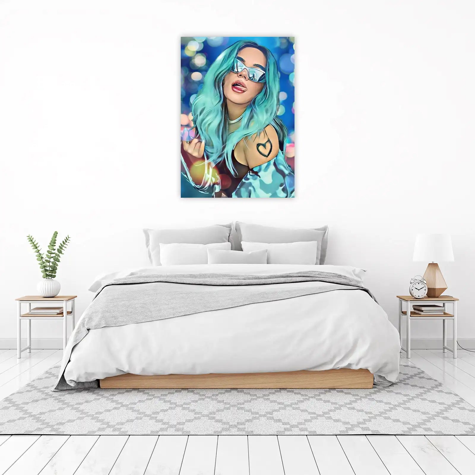 Bold Teal Hair Pop Art Wall Art