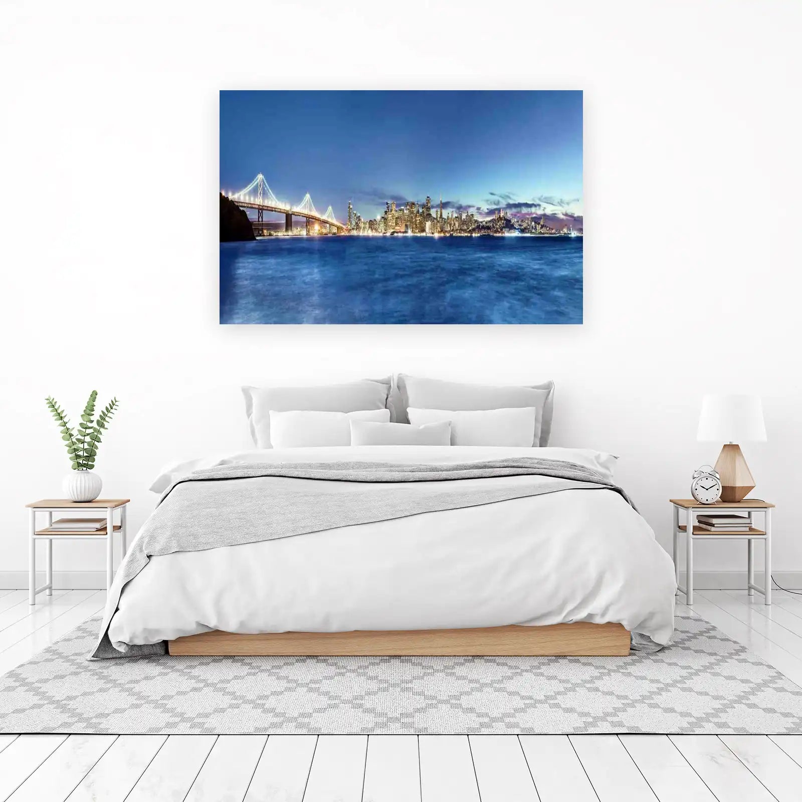San Francisco Bay Bridge Cityscape Night Wall Art