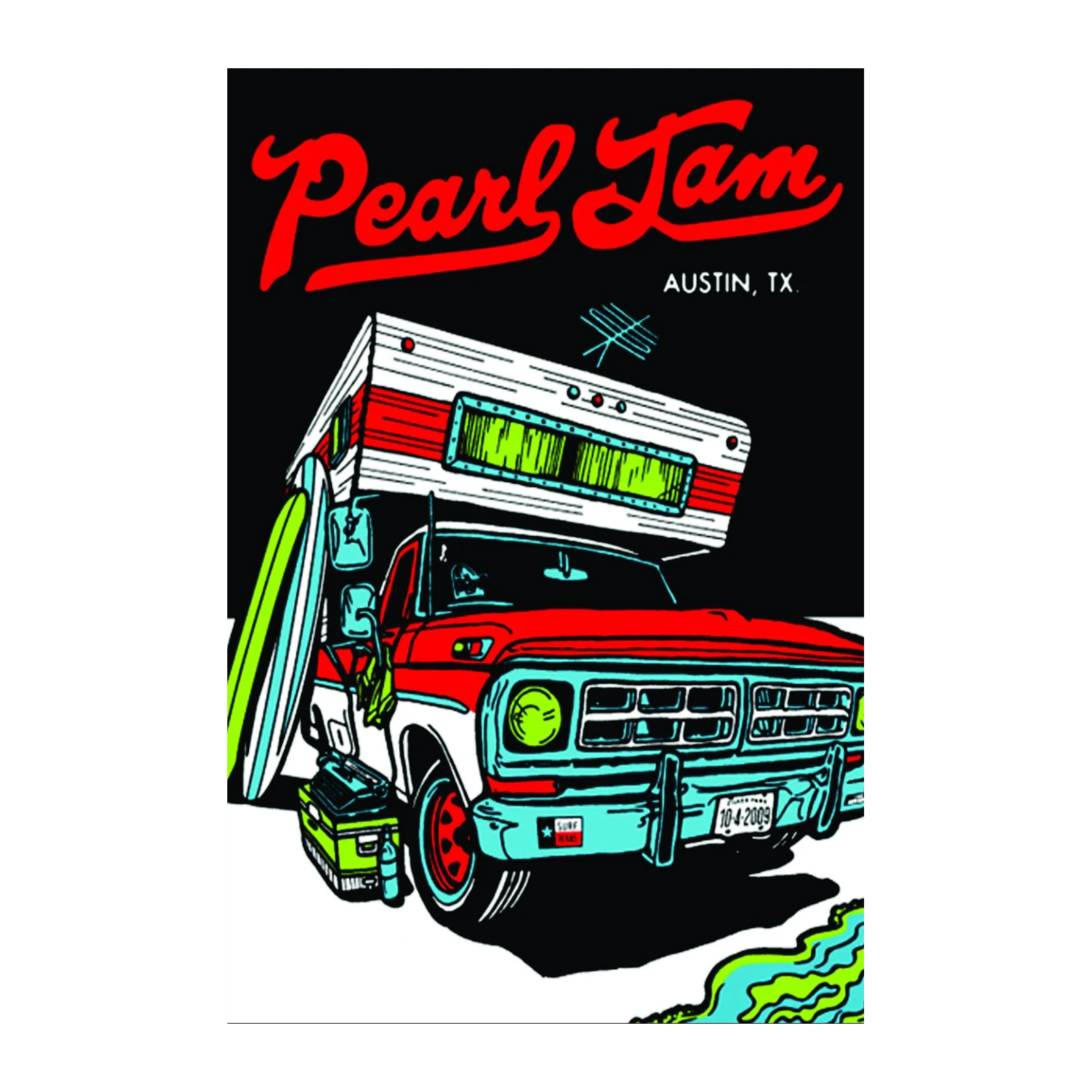 Pearl Jam Austin TX Camper Surf Wall Art