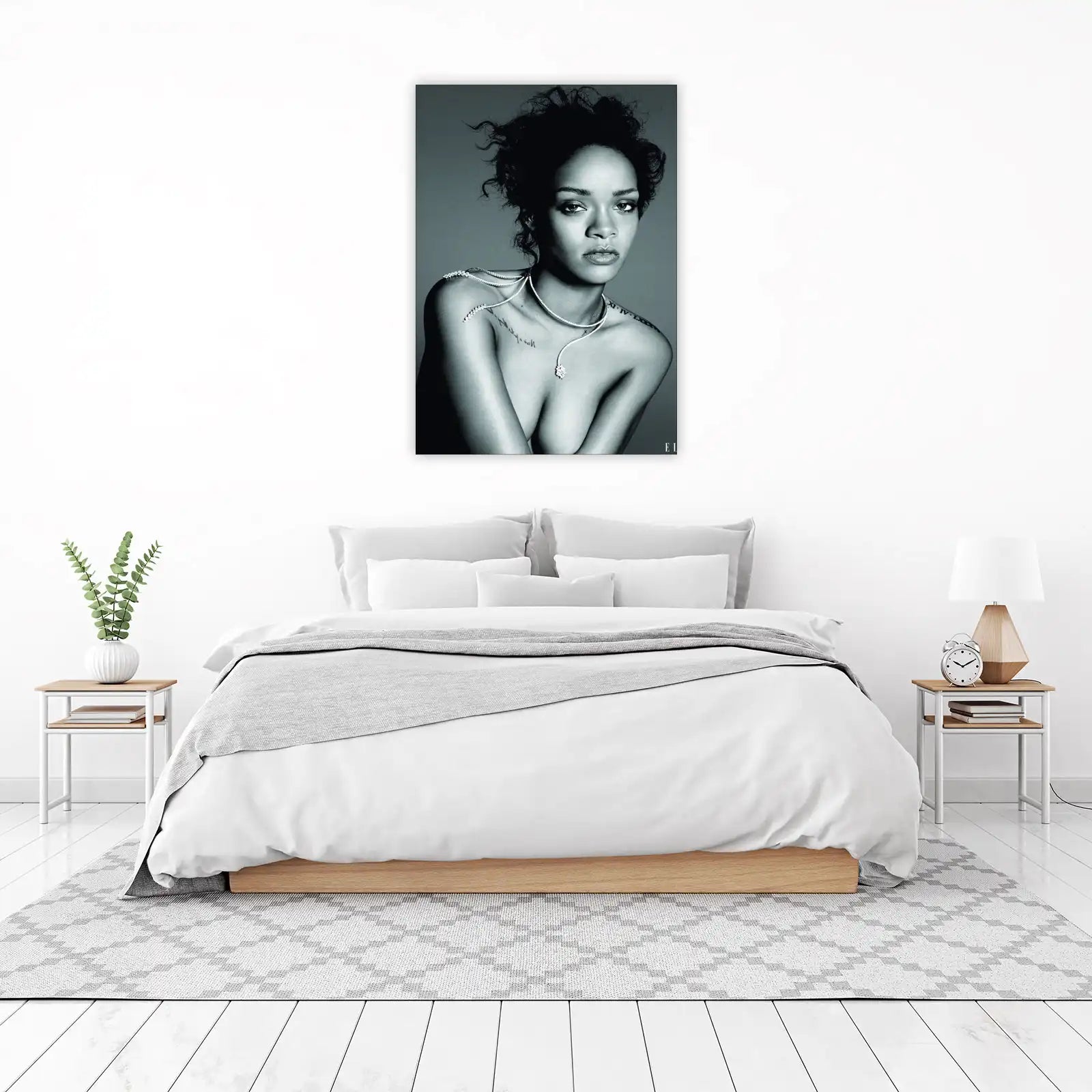 Iconic Portrait Rihanna Diamond Necklace Wall Art