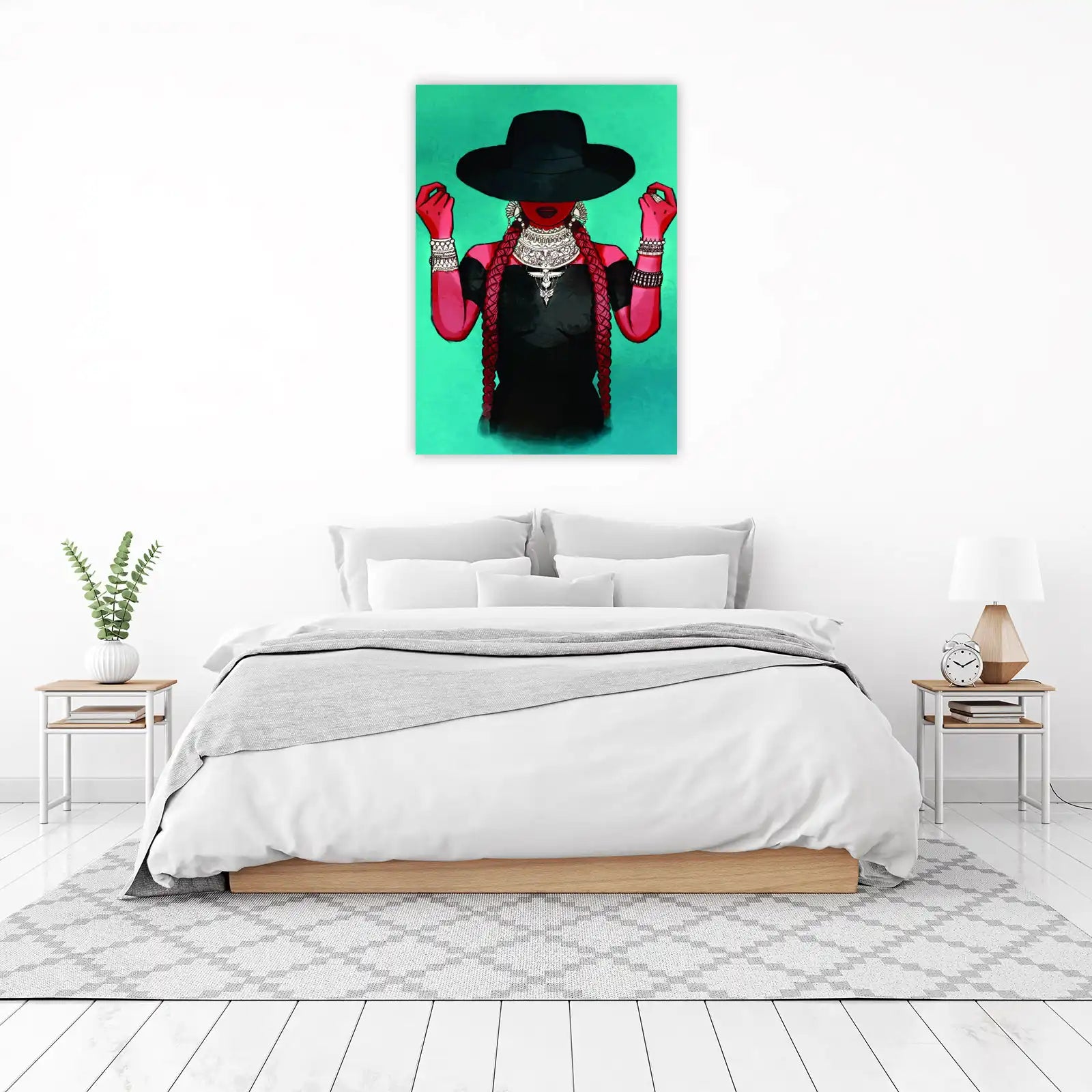 Bold Red Empress Wide-Brim Hat Wall Art