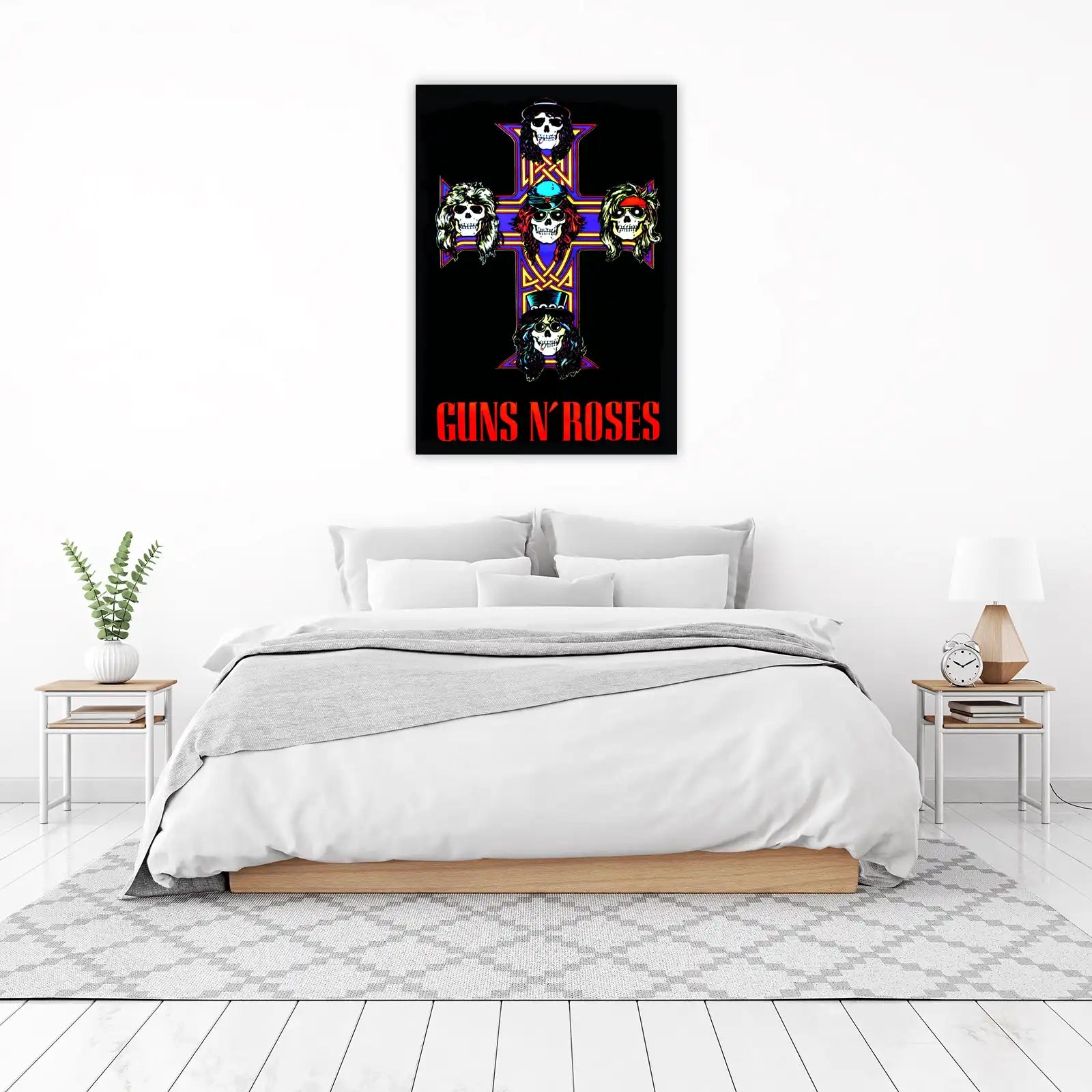 Iconic Guns N' Roses Skulls Cross Wall Art