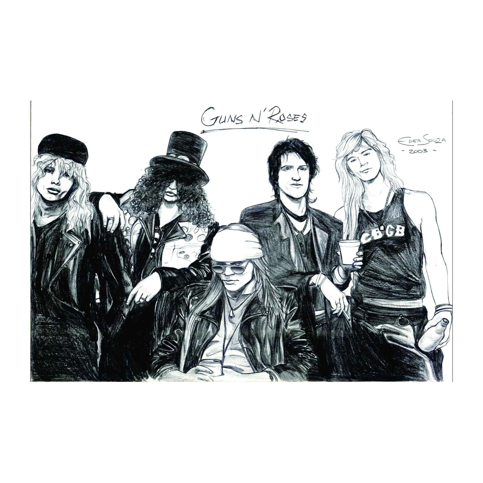 Guns N' Roses Iconic Band Sketch Wall Art