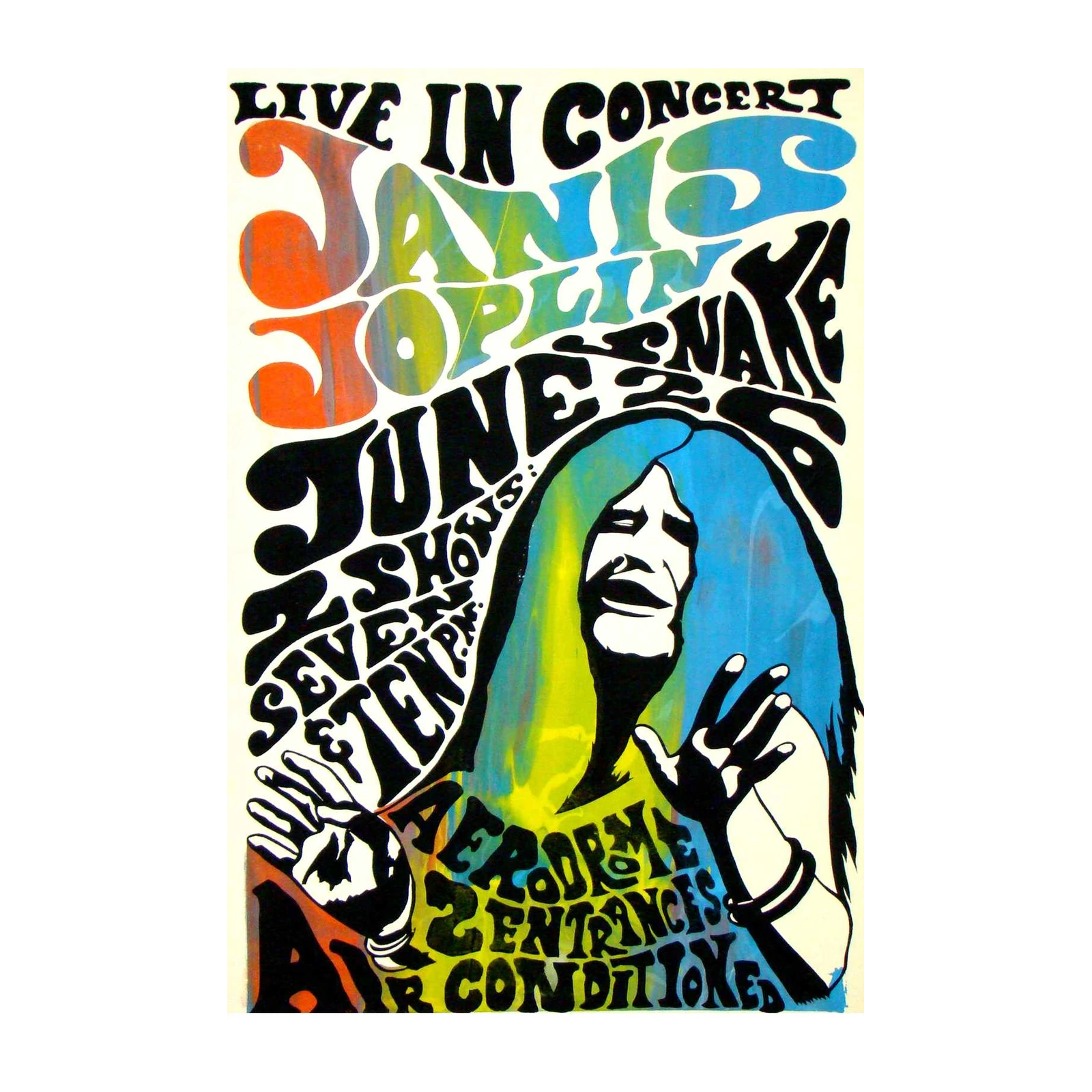 Janis Joplin Psychedelic Concert Poster Wall Art
