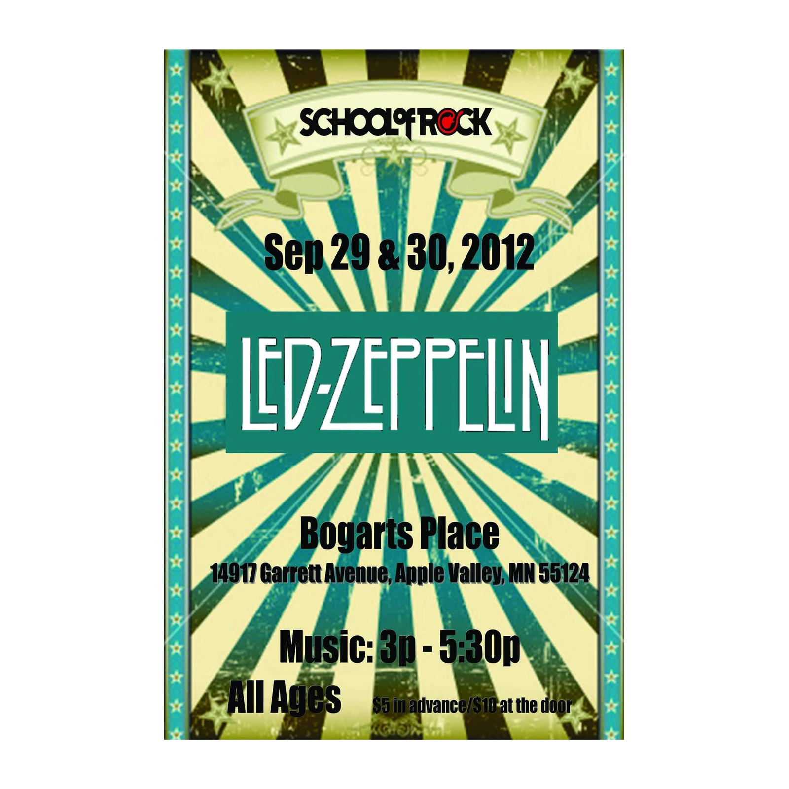 Vintage Led Zeppelin Concert School of Rock Wall Art