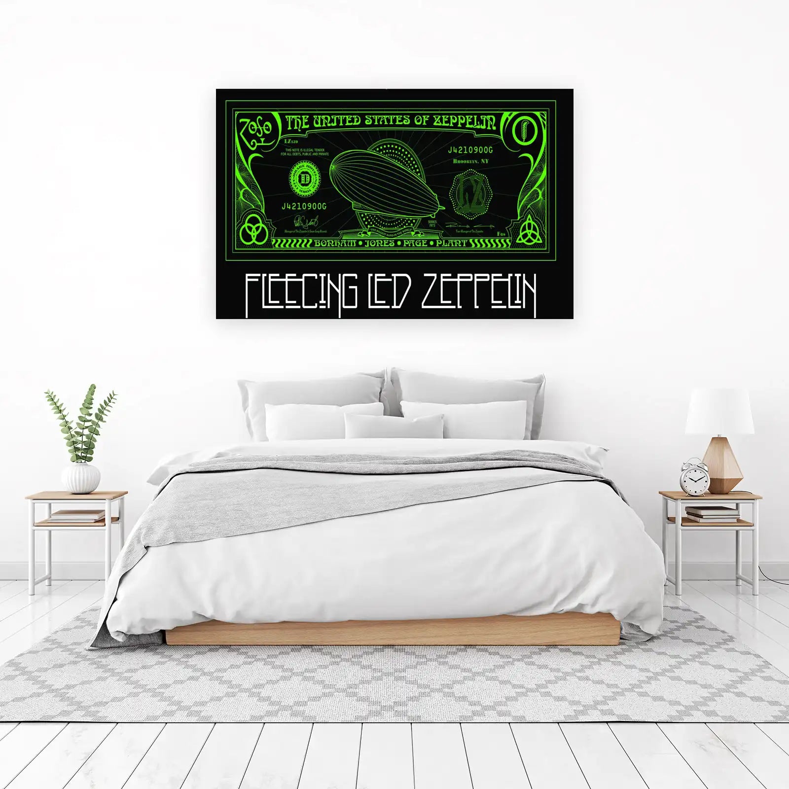 Led Zeppelin "United States of Zeppelin" Neon Green Wall Art