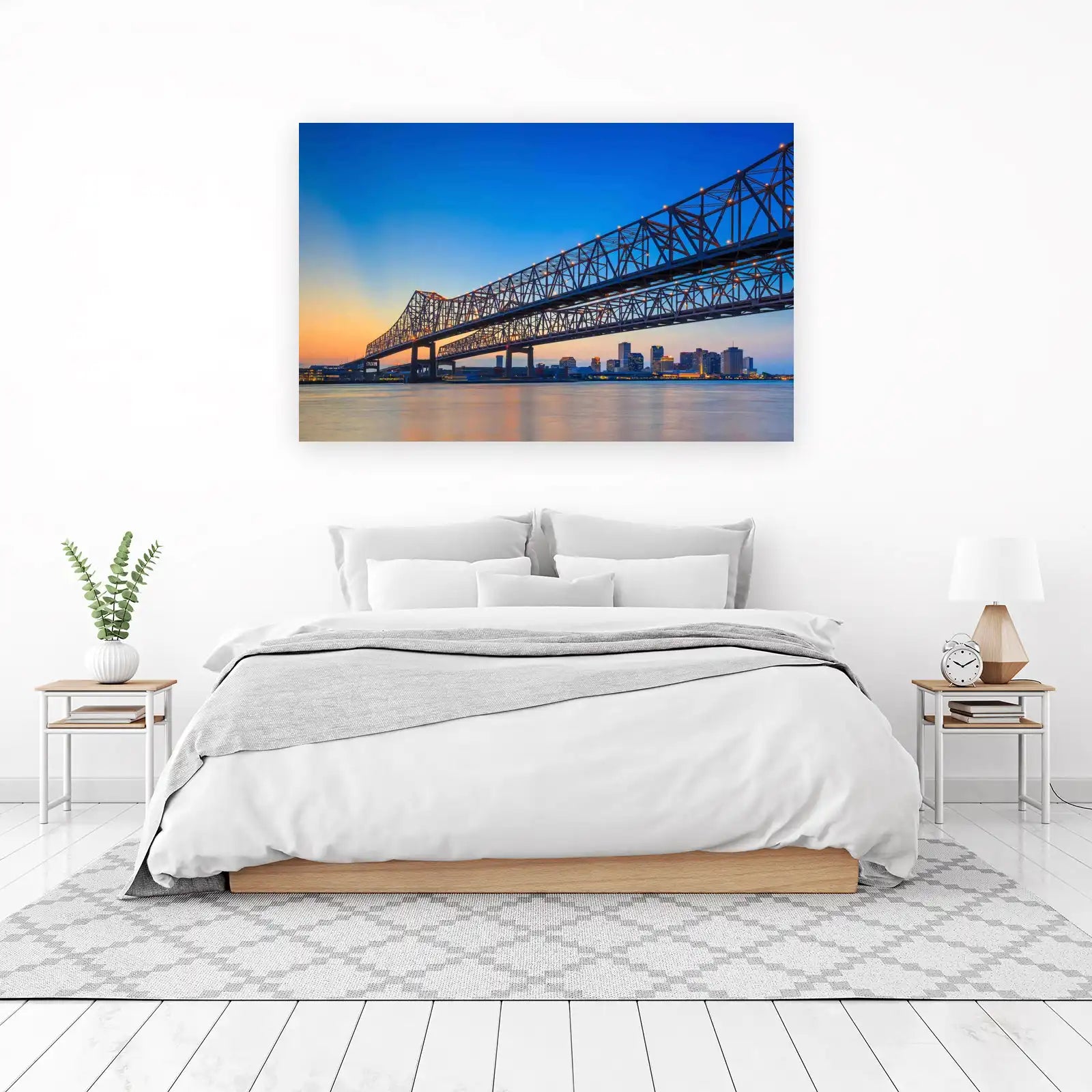 New Orleans Bridge Skyline Sunset Wall Art