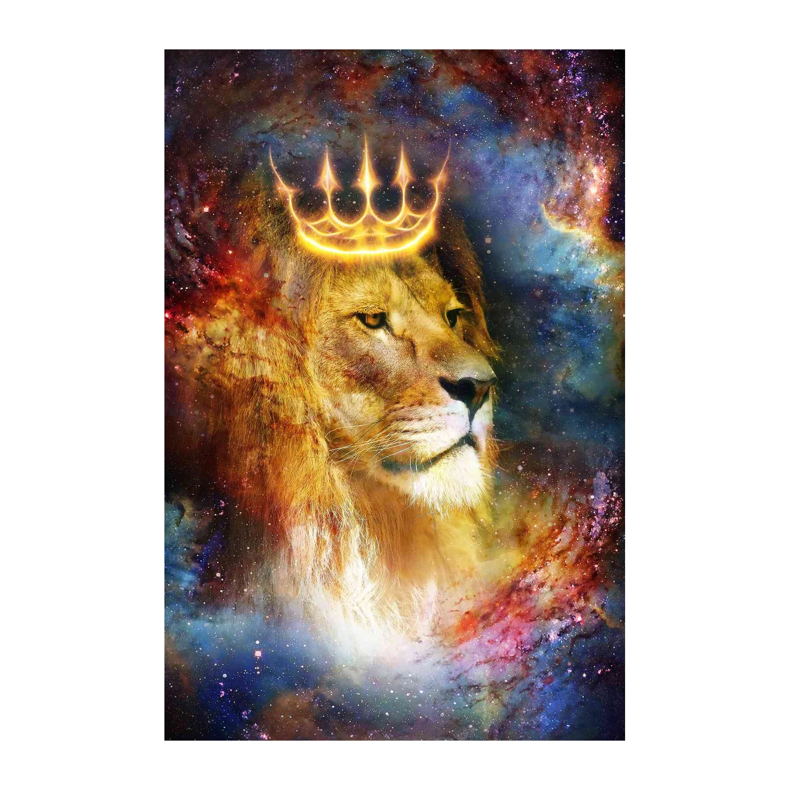 Majestic Lion Crowned King Galaxy Wall Art