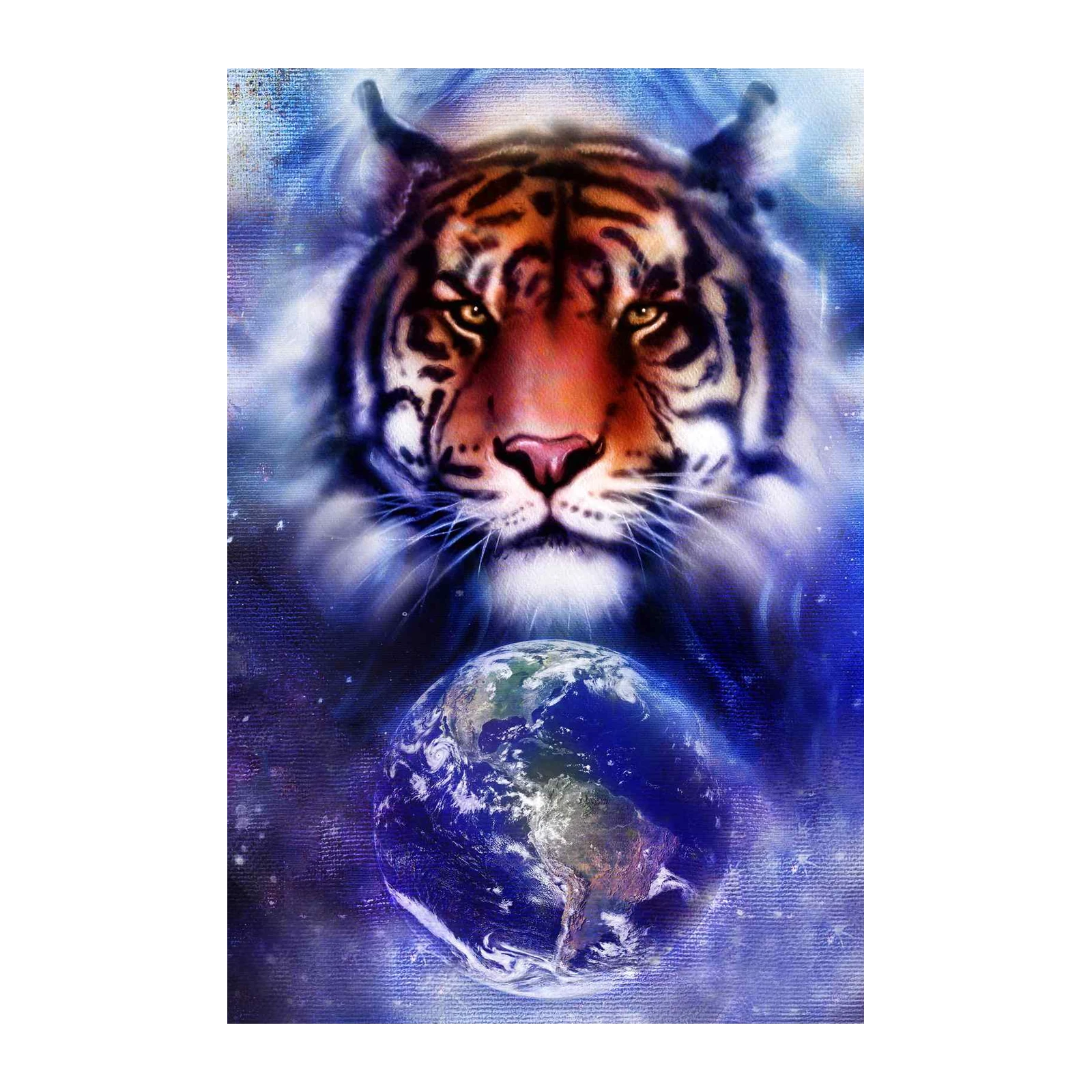 Majestic Tiger & Earth Cosmic Wall Art