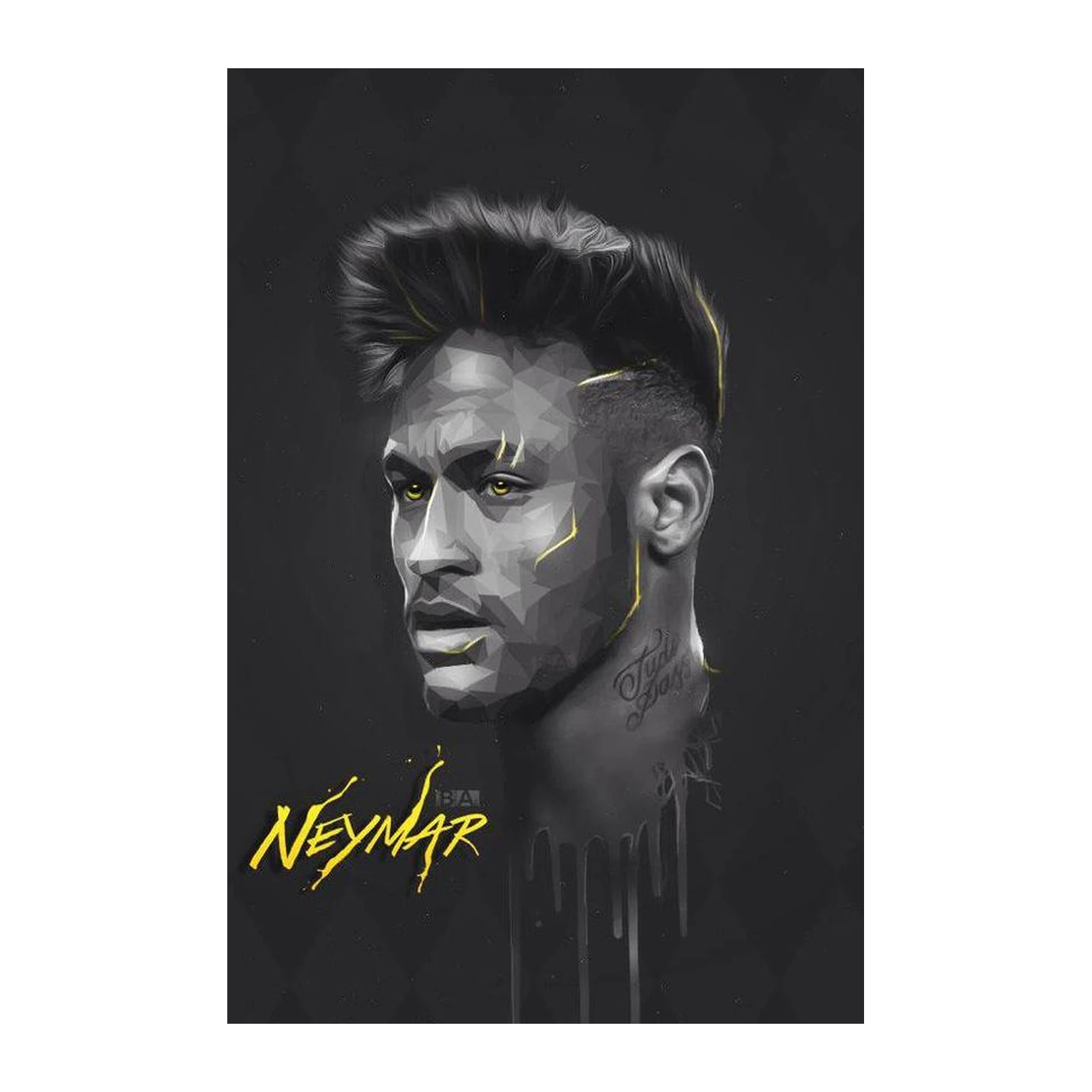 Neymar Futuristic Yellow Art Wall Art