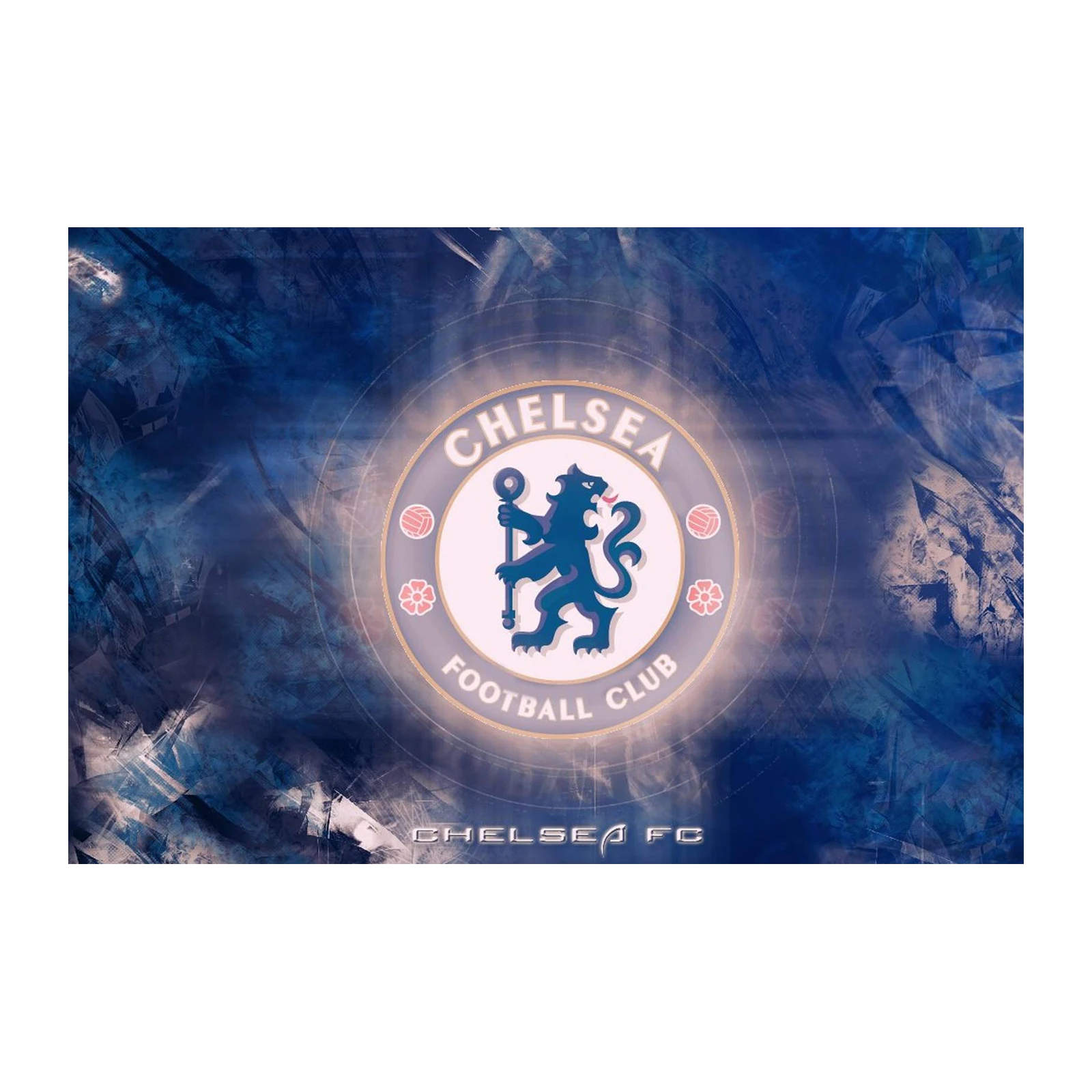 Chelsea FC Lion Crest Abstract Blue Wall Art