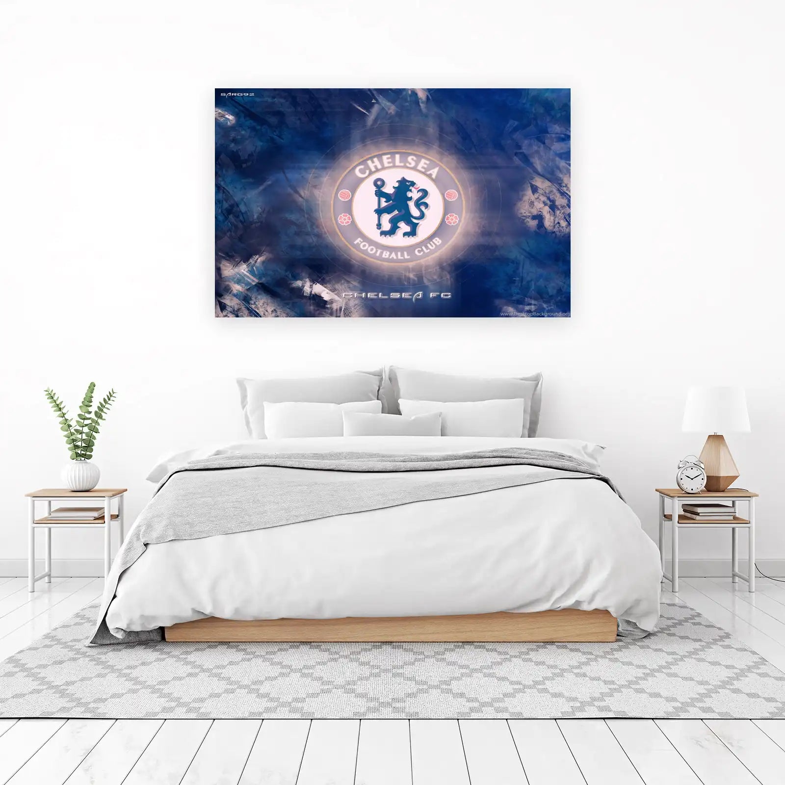 Chelsea FC Lion Crest Abstract Blue Wall Art