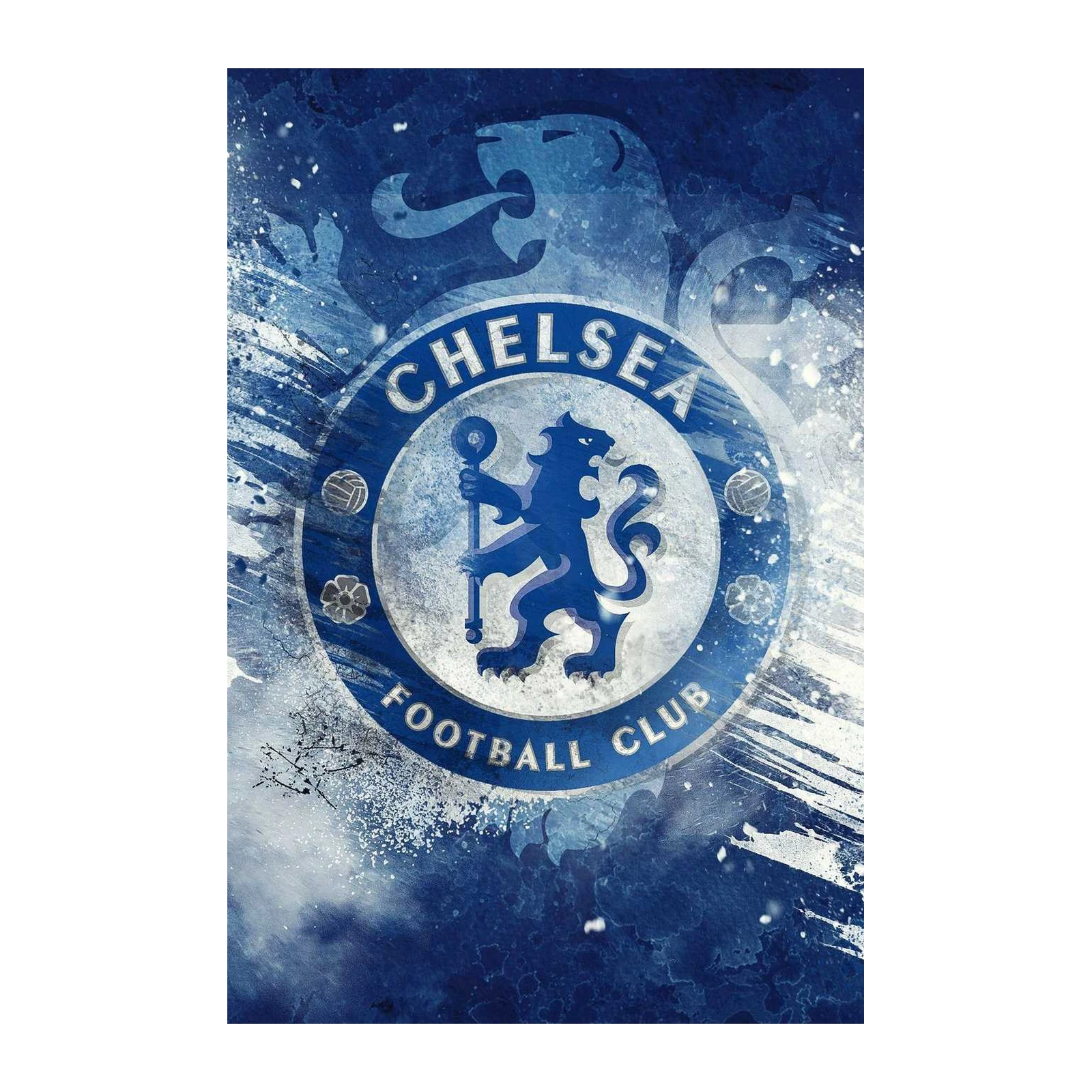 Chelsea FC Lion Crest Abstract Splash Wall Art