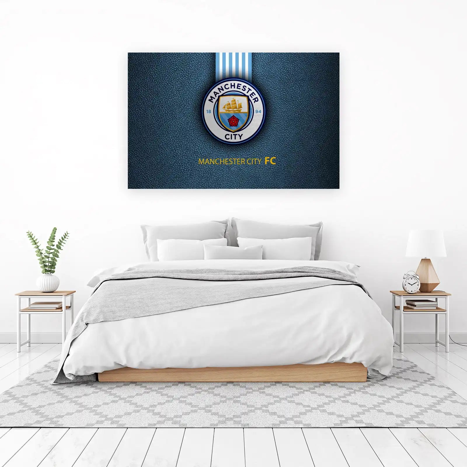 Manchester City FC Logo Blue Texture Wall Art