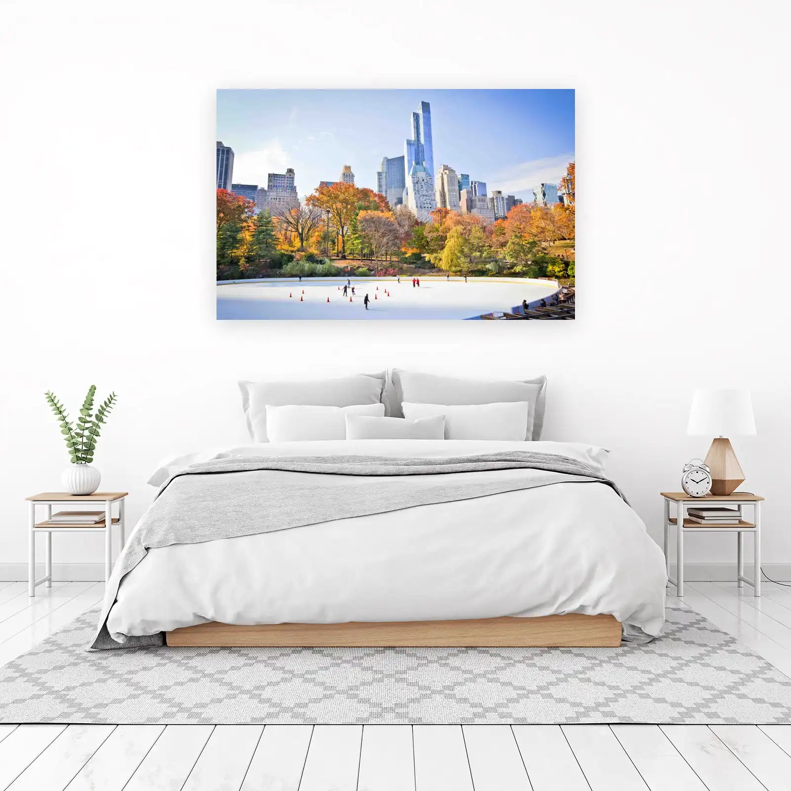 Central Park Ice Rink Autumn Skyline Wall Art