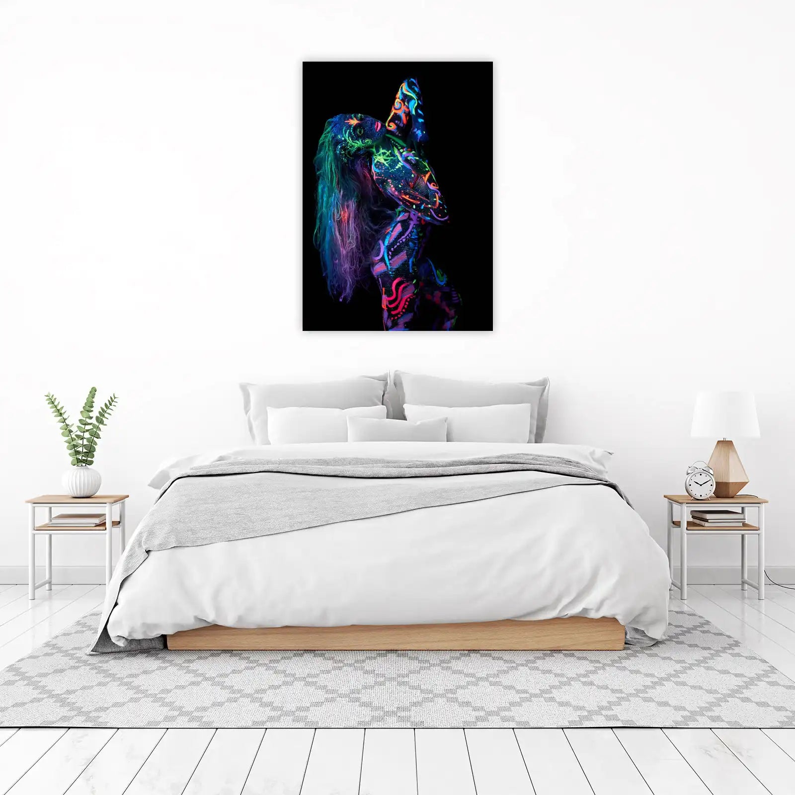 Vibrant Neon Body Art Glow Wall Art