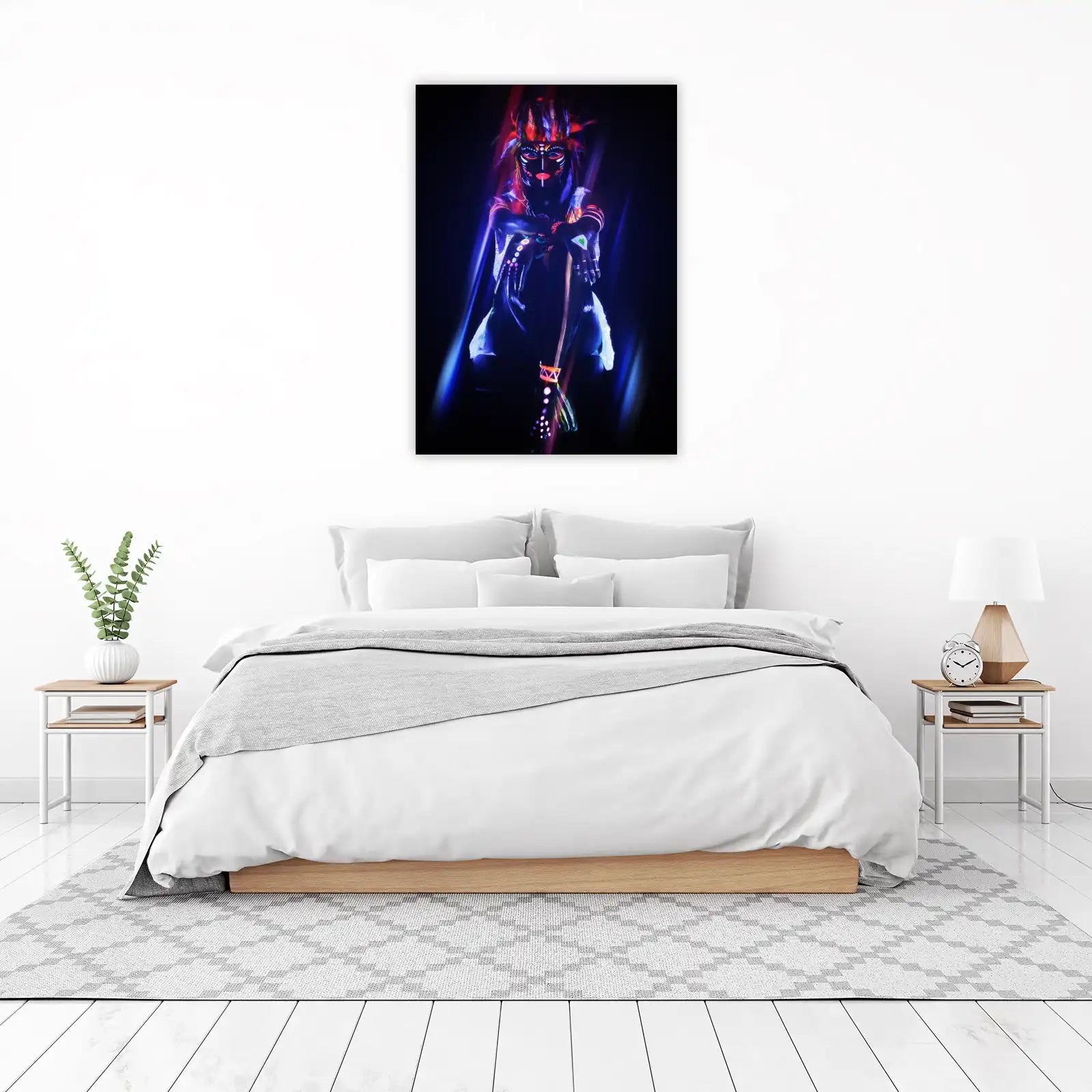 Neon Tribal Warrior UV Glow Wall Art