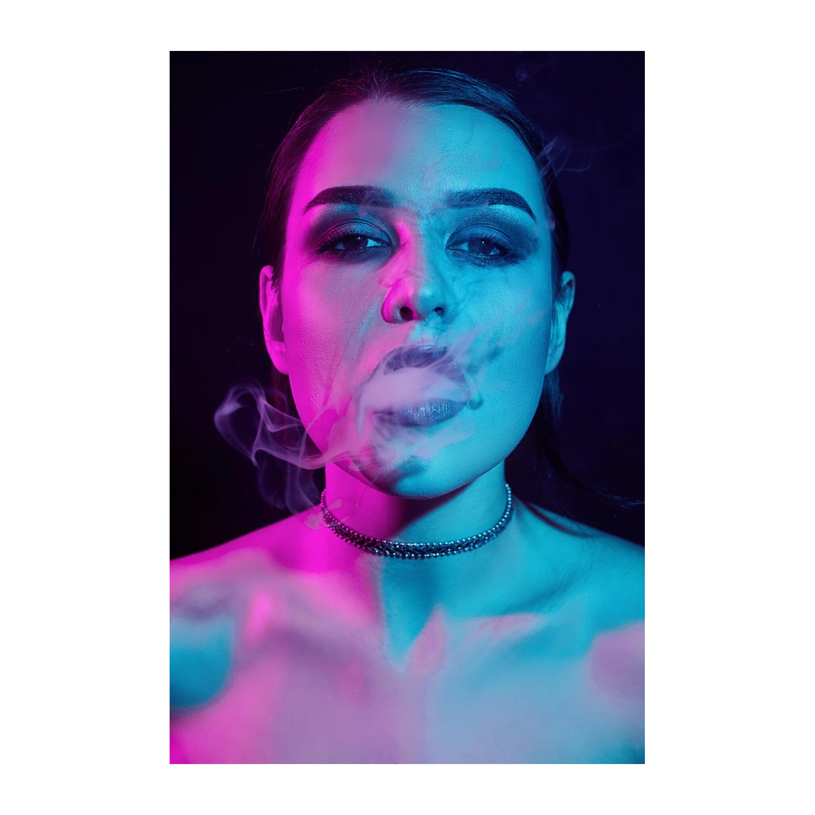 Neon Smoke Portrait Modern Wall Art Wall Art
