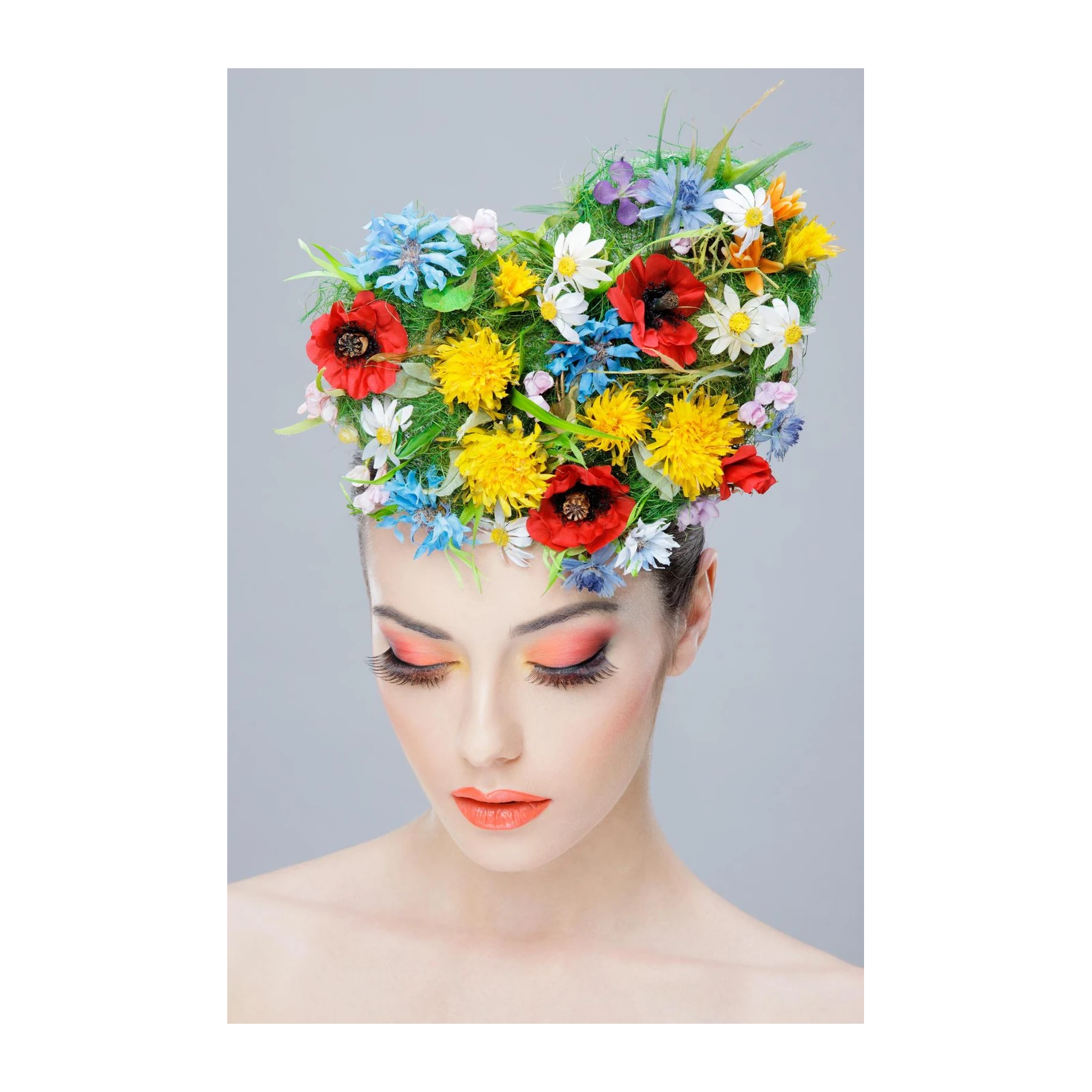Vibrant Floral Heart Headpiece Wall Art Wall Art