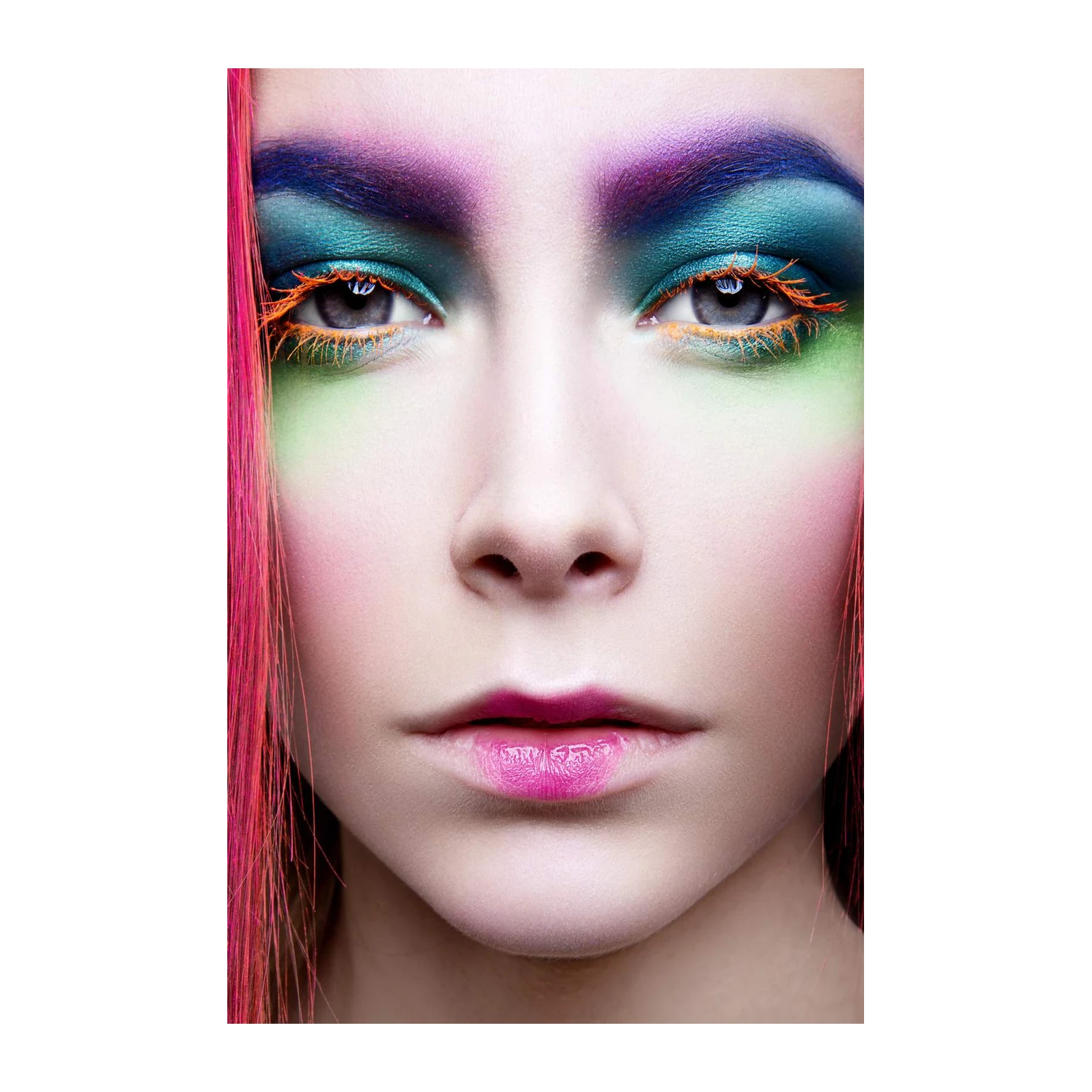 Vibrant Neon Makeup Portrait Wall Art
