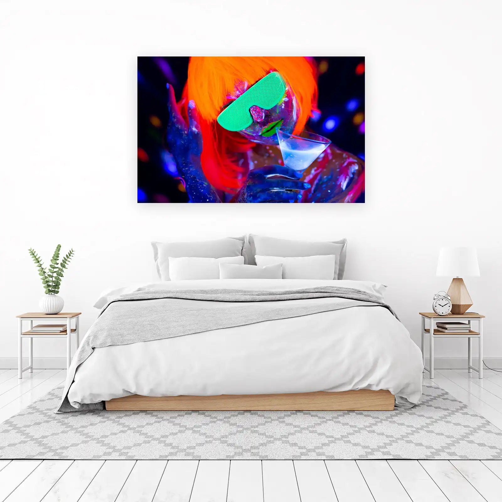 Neon Glow Party Woman UV Art Wall Art