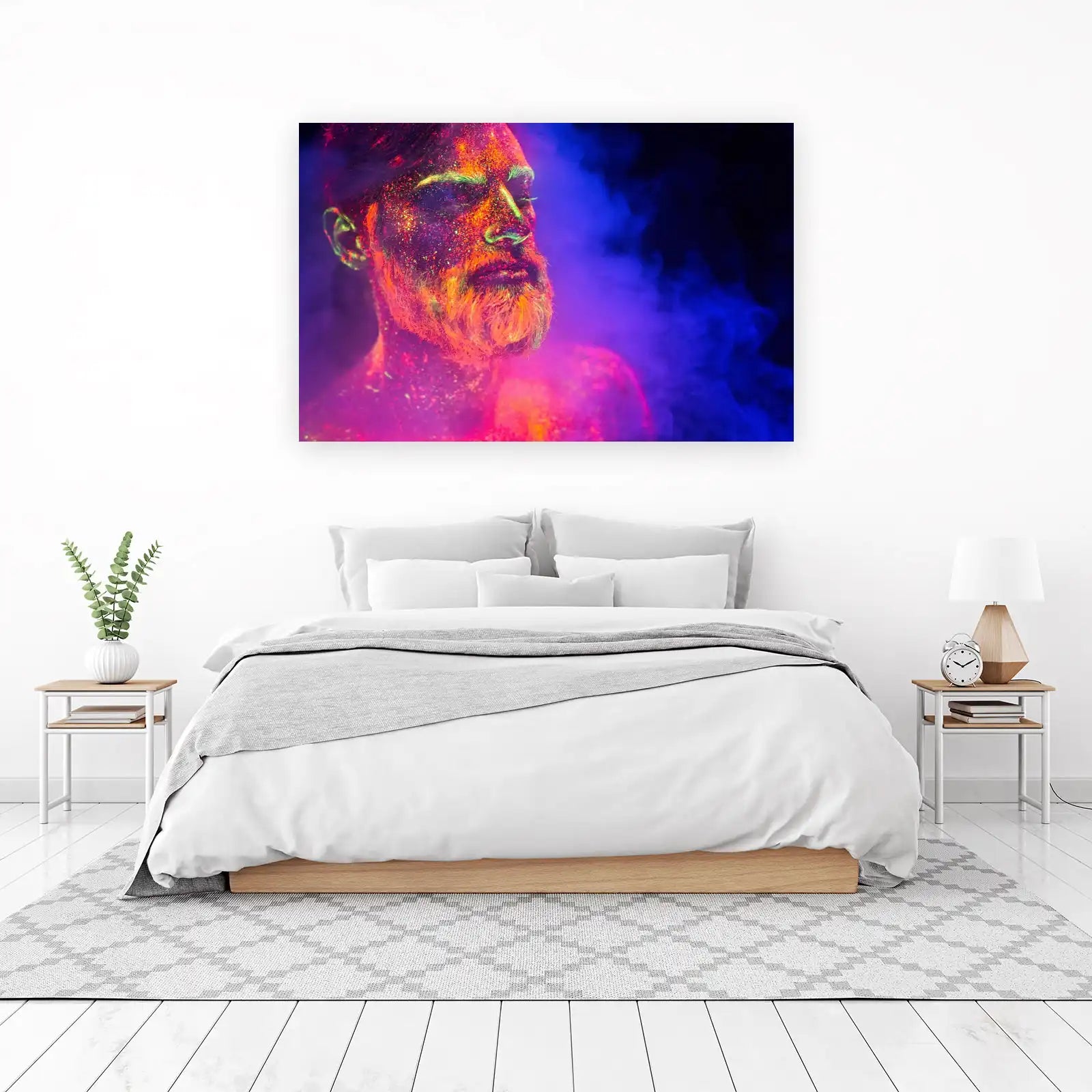 Neon Glow Portrait Man Wall Art