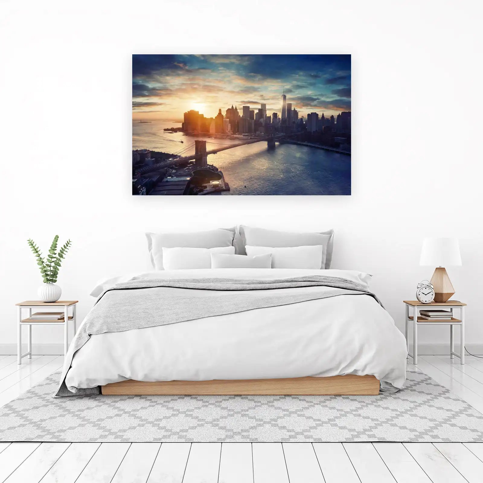 NYC Skyline & Brooklyn Bridge Sunset Wall Art