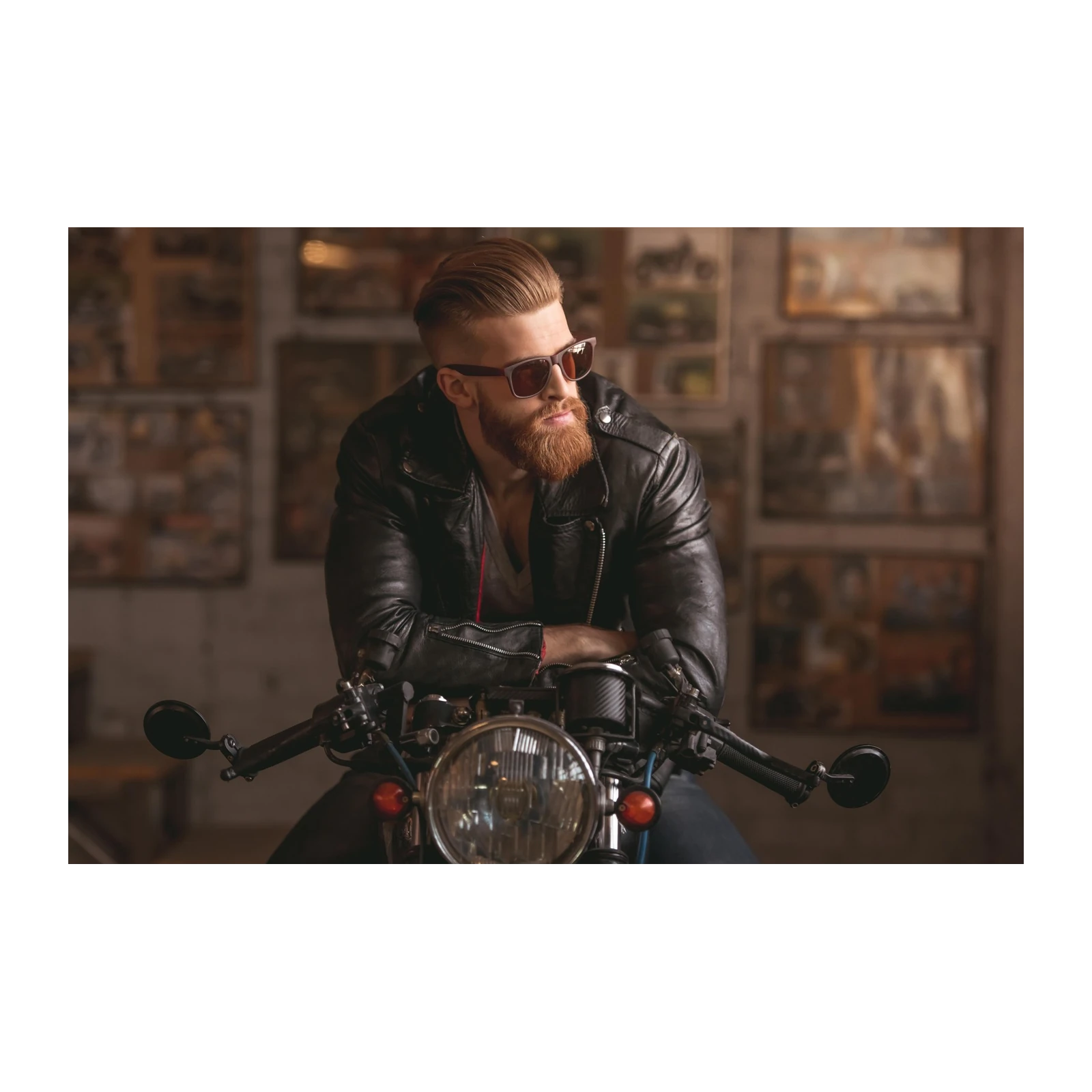 Rugged Biker Portrait Wall Art