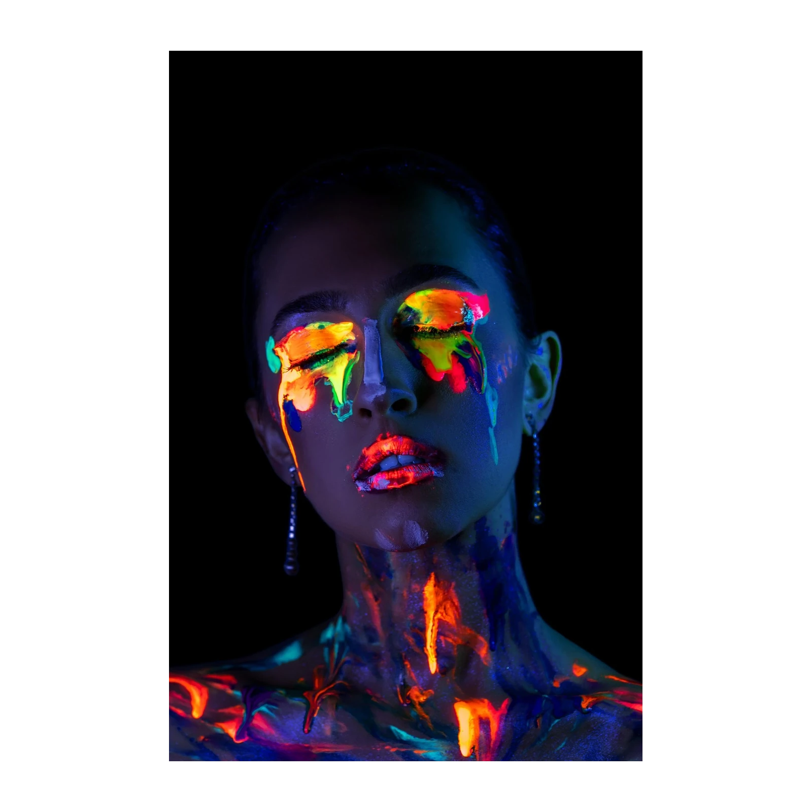 Neon Drip Portrait Vibrant Wall Art
