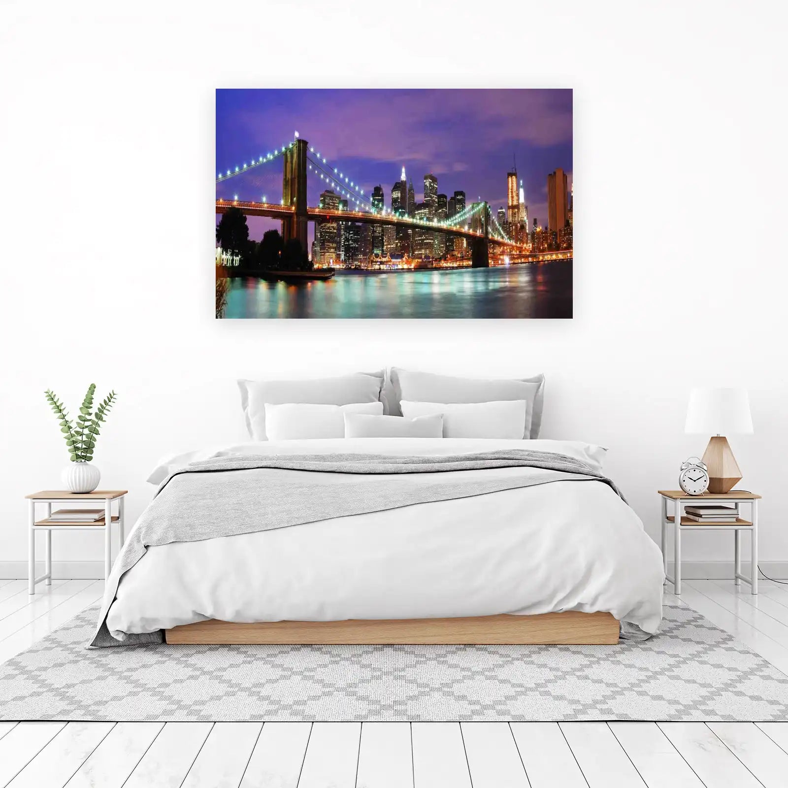 Iconic NYC Brooklyn Bridge Night Wall Art