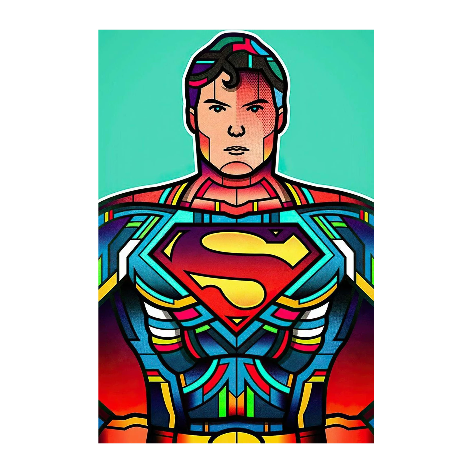 Vibrant Geometric Superman Wall Art