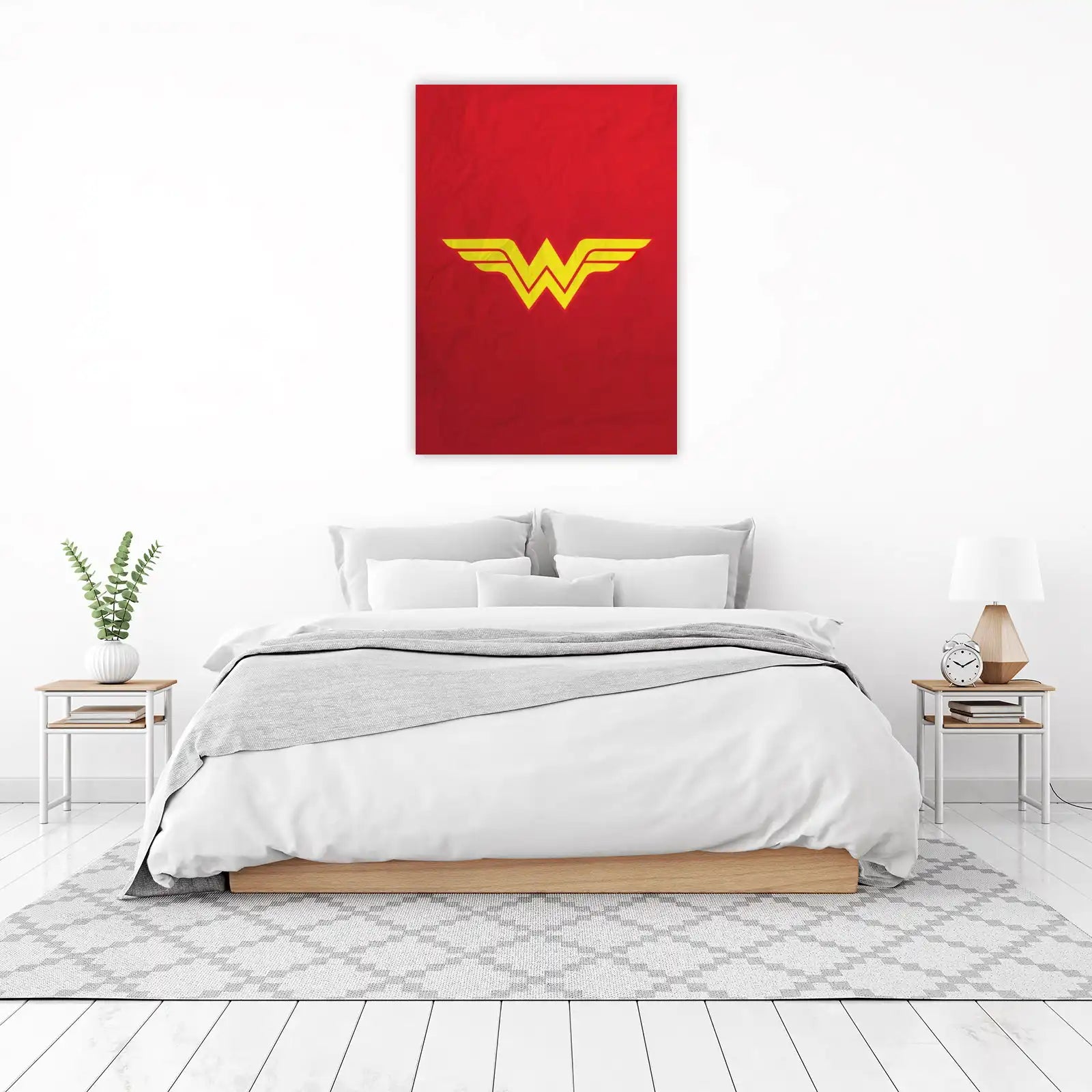 Wonder Woman Logo Minimalist Red & Yellow Wall Art