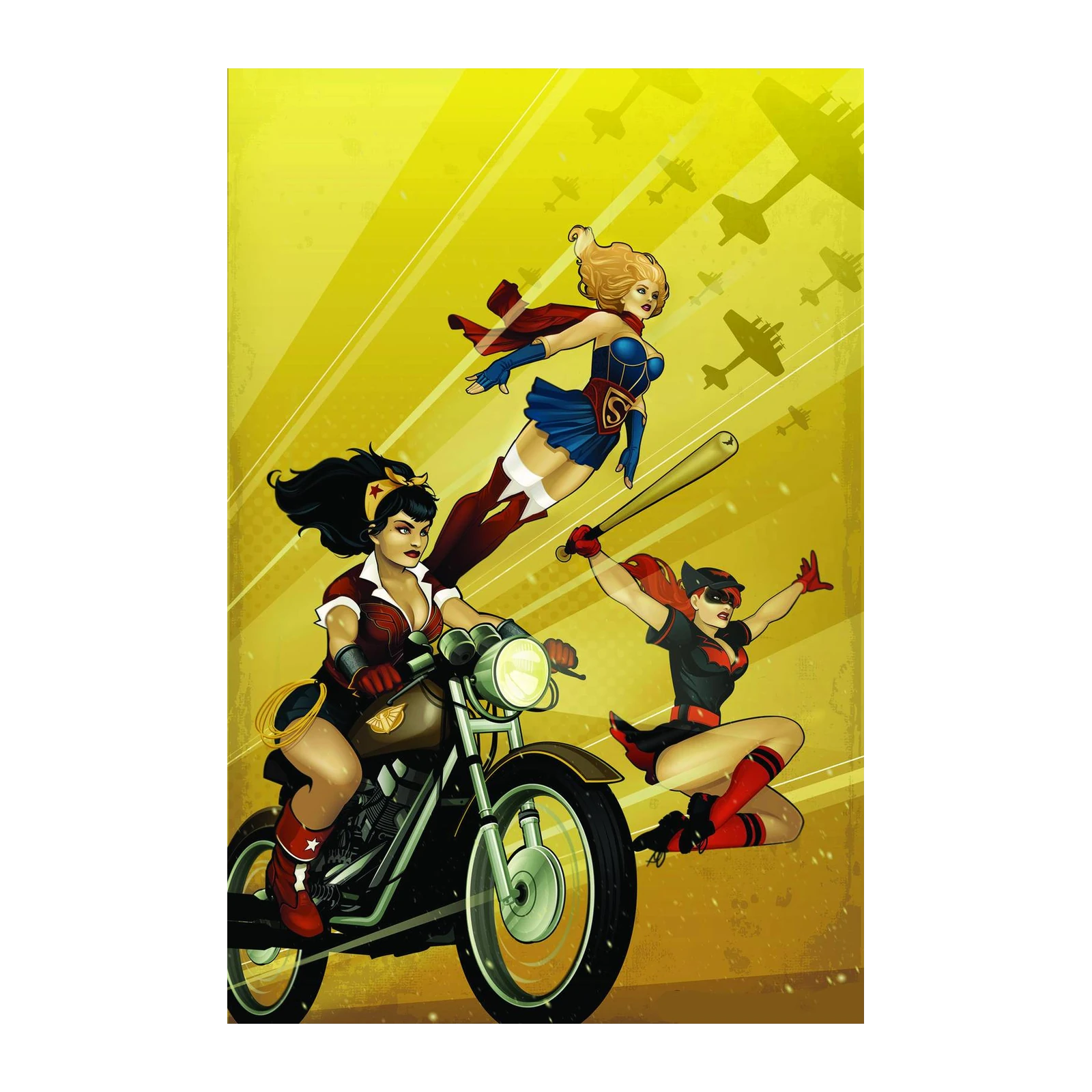 Dynamic Comic Trio Motorcycle & Flying Wall Art