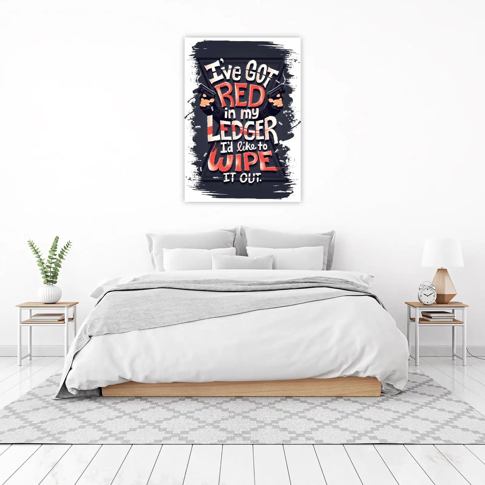 Bold "Red in my Ledger" Typography Wall Art