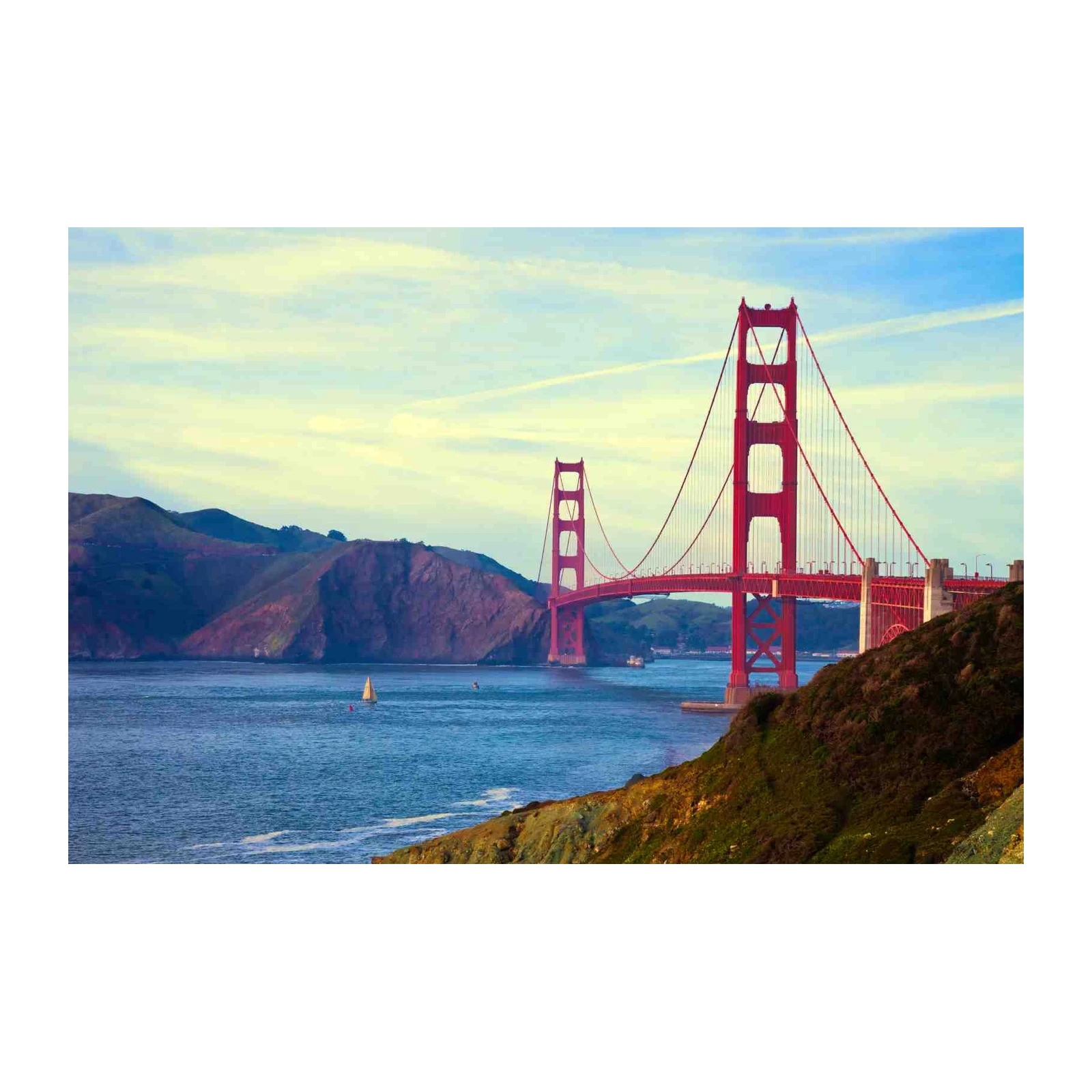 Golden Gate Bridge Sailboat Bay Wall Art